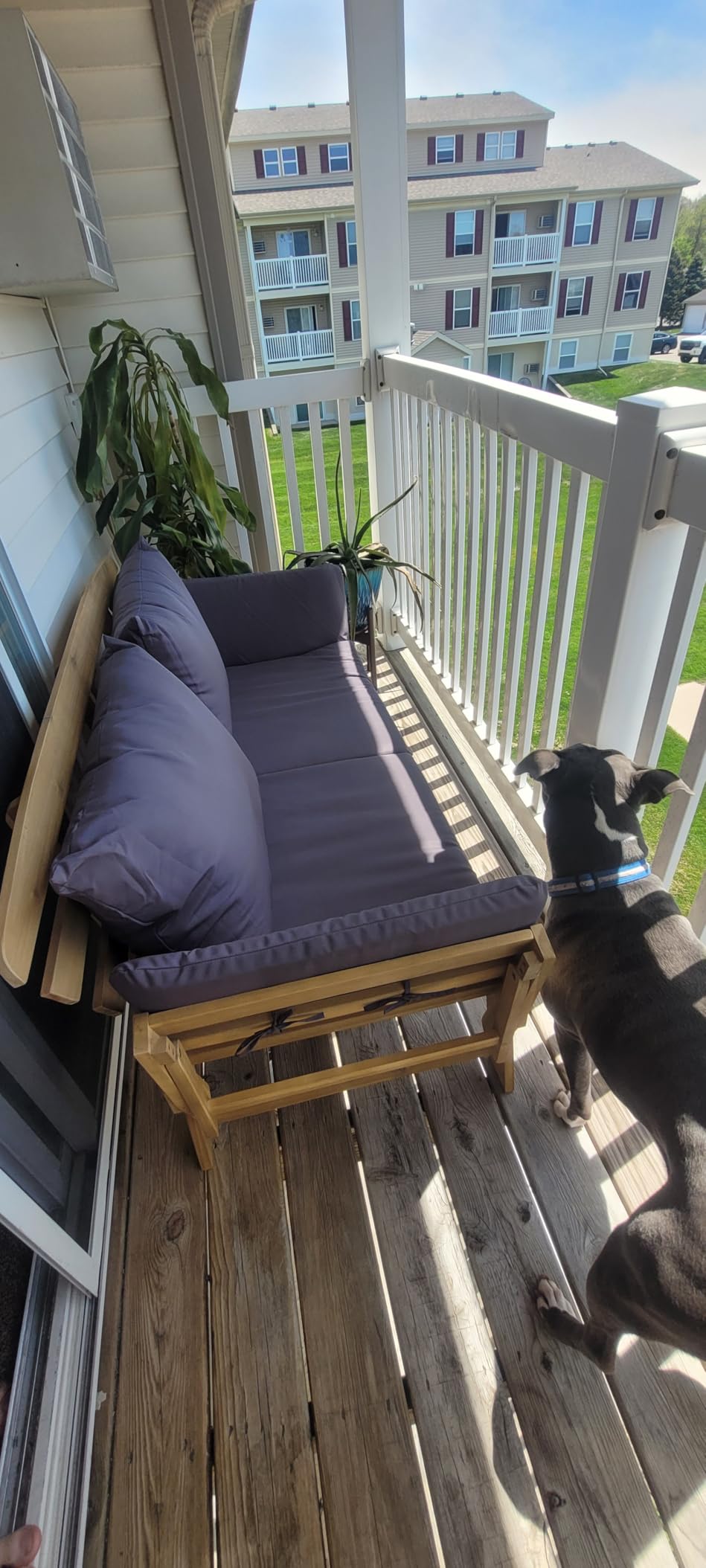 Tangkula Convertible Acacia Wood Patio Couch Sofa Bed with Adjustable Armrest, Outdoor Daybed with Cushion & Pillows, Outside Folding Futon Sofa Couch Bench for Porch, Courtyard, Poolside & Garden customer photo 1