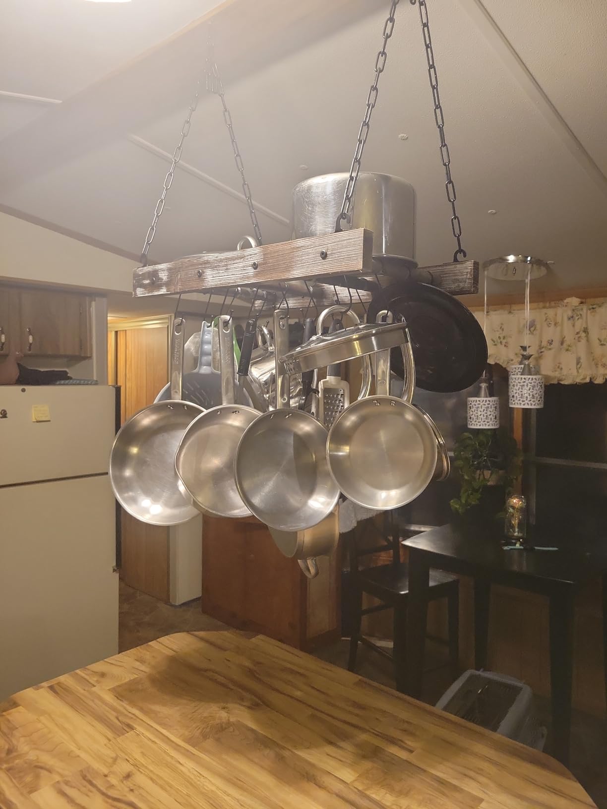 J JACKCUBE DESIGN Hanging Pot Rack Pan Ceiling Wall Mounted Hanger Multi-Purpose Rustic Wood and Metal Cookware Kitchen Storage Organizer With Utility 16 Hooks - MK603B customer photo 1