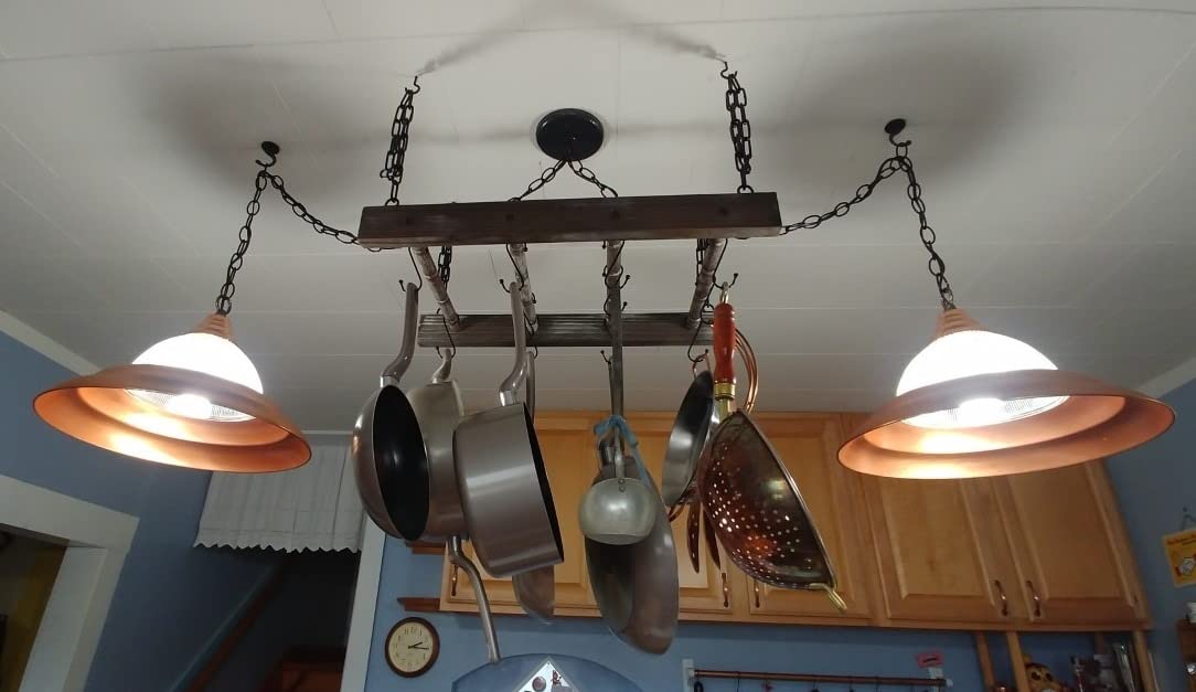 J JACKCUBE DESIGN Hanging Pot Rack Pan Ceiling Wall Mounted Hanger Multi-Purpose Rustic Wood and Metal Cookware Kitchen Storage Organizer With Utility 16 Hooks - MK603B customer photo 2