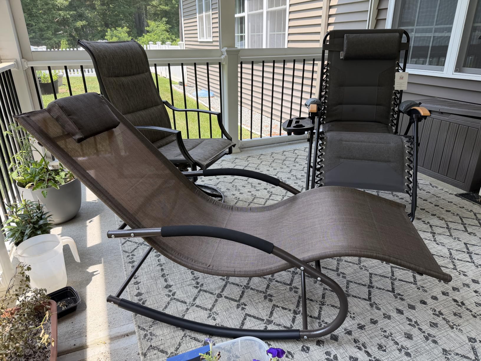 Outdoor Lounge Chair with Pillow, Patio Chaise Lounge, Brown | Heavy Duty Chaise Lounge Chair with Armrest, Quick Dry Fabric, Supports 265 Lbs, for Indoors, Lawn, Poolside, Porch, Backyard customer photo 1