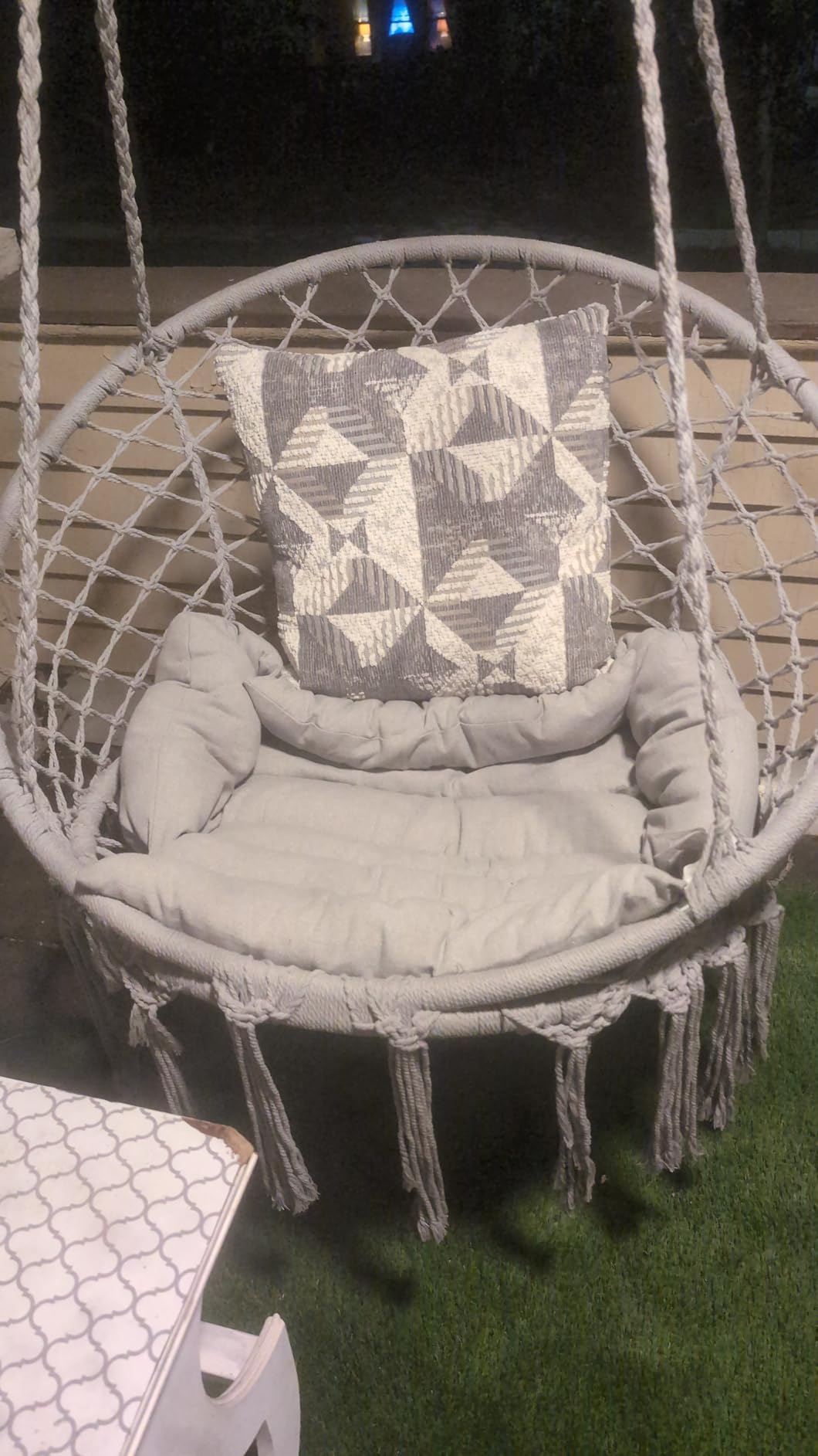 Greenstell Hammock Chair, Macrame Swing Chair with Comfy Cushion, Boho Hanging Chair for Outdoor & Indoor, Perfect for Bedroom, Patio, Balcony, Hold up to 350Lbs, Grey customer photo 1