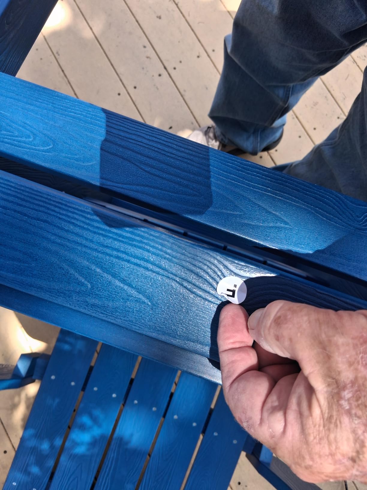 YEFU Adirondack Chair Weather Resistant: Outdoor Chair HIPS Plastic Adirondack Chairs - Patio Chairs with Cup Holder & Wood Texture - Lawn Fire Pit Deck Porch Garden Chairs for Adults (Blue) customer photo 2