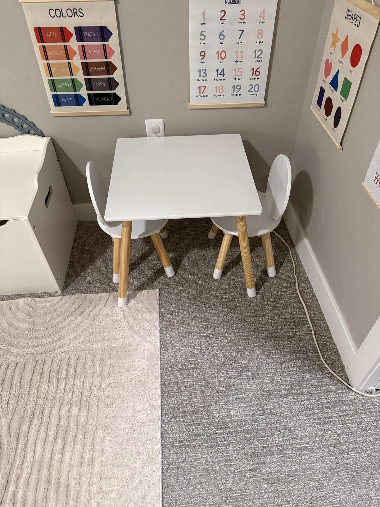 UTEX Bear-Themed Wooden Toddler Table and Chair Set for Kids' Room, White | Kids Table and Chairs, Smooth Rounded Edges, Solid Wood Legs, Water-based paint for Nursery customer photo 1