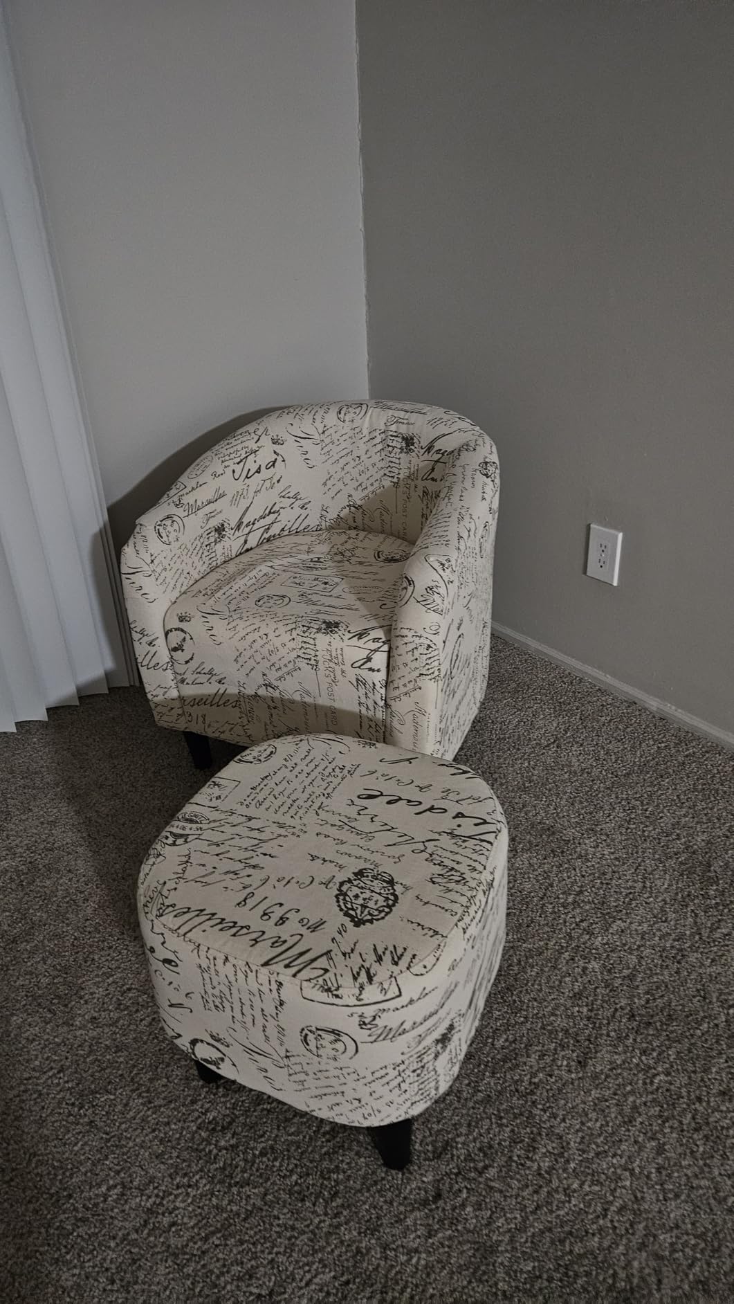 Yaheetech Fabric Accent Chairs with Ottoman, Compact Breathable Barrel Chairs with a Curved Silhouette for Small Spaces, Living Room, Bedroom, Letter Print customer photo 2