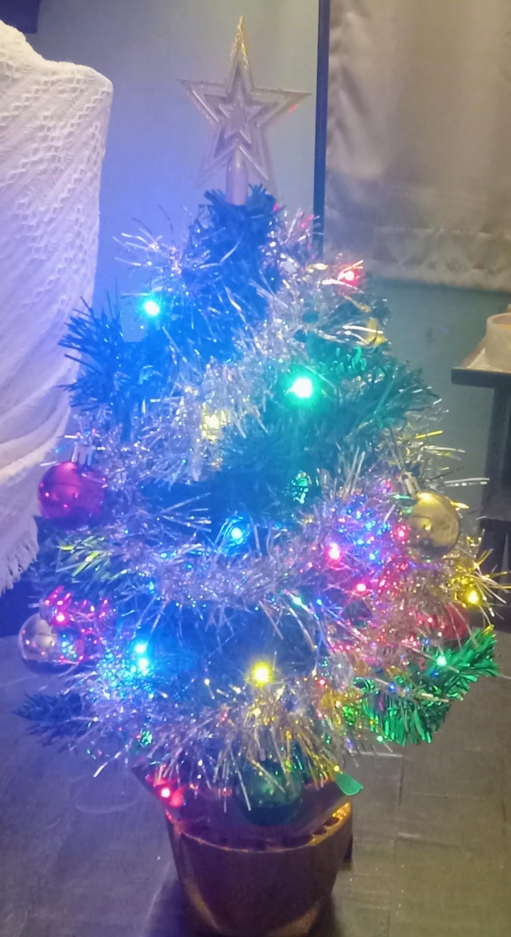 AGIRL Small Christmas Tree with Lights, 22 in Mini Tabletop Tree with 30 LED Multicolor String Lights customer photo 1