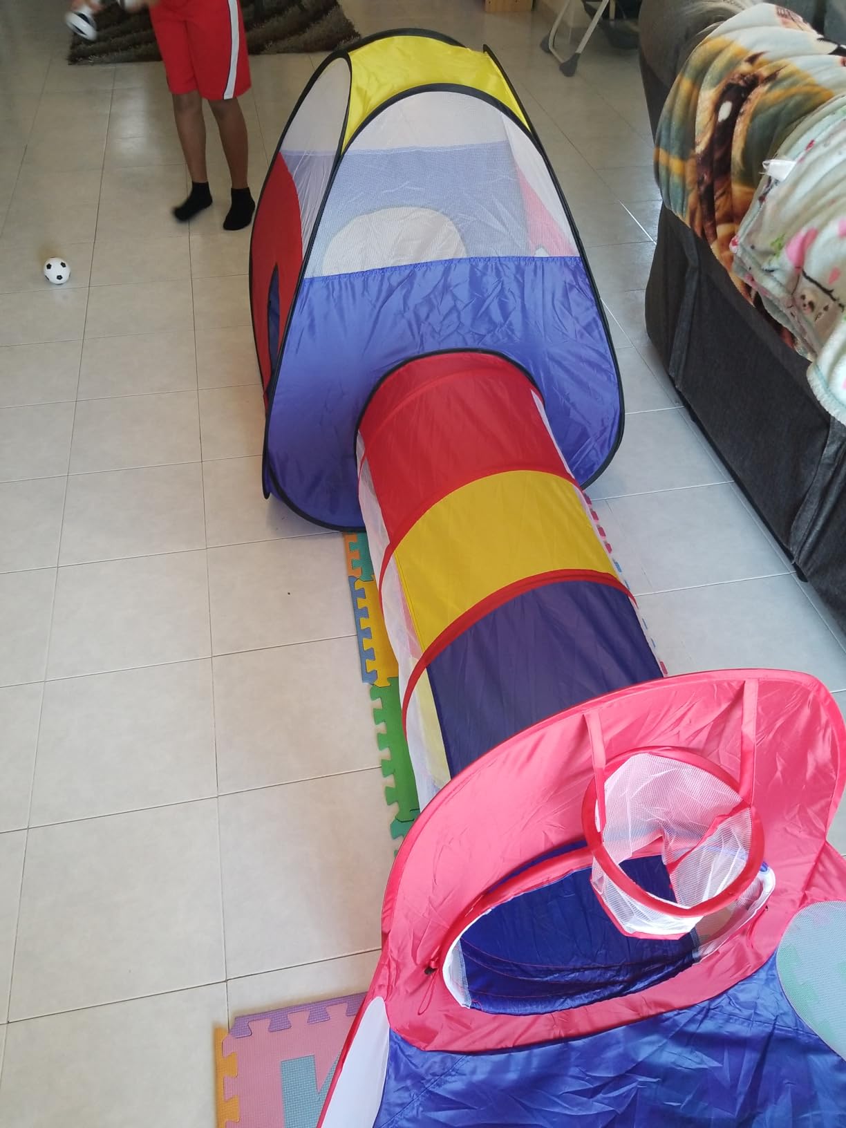 GeerWest 3 in 1 Kids Play Tent for Toddler with Baby Ball Pit and Play Tunnel, Children Indoor Outdoor Playhouse with Climbing Tunnel Toy for Toddlers, Boys and Girls Best Birthday Gifts (No Balls) customer photo 2