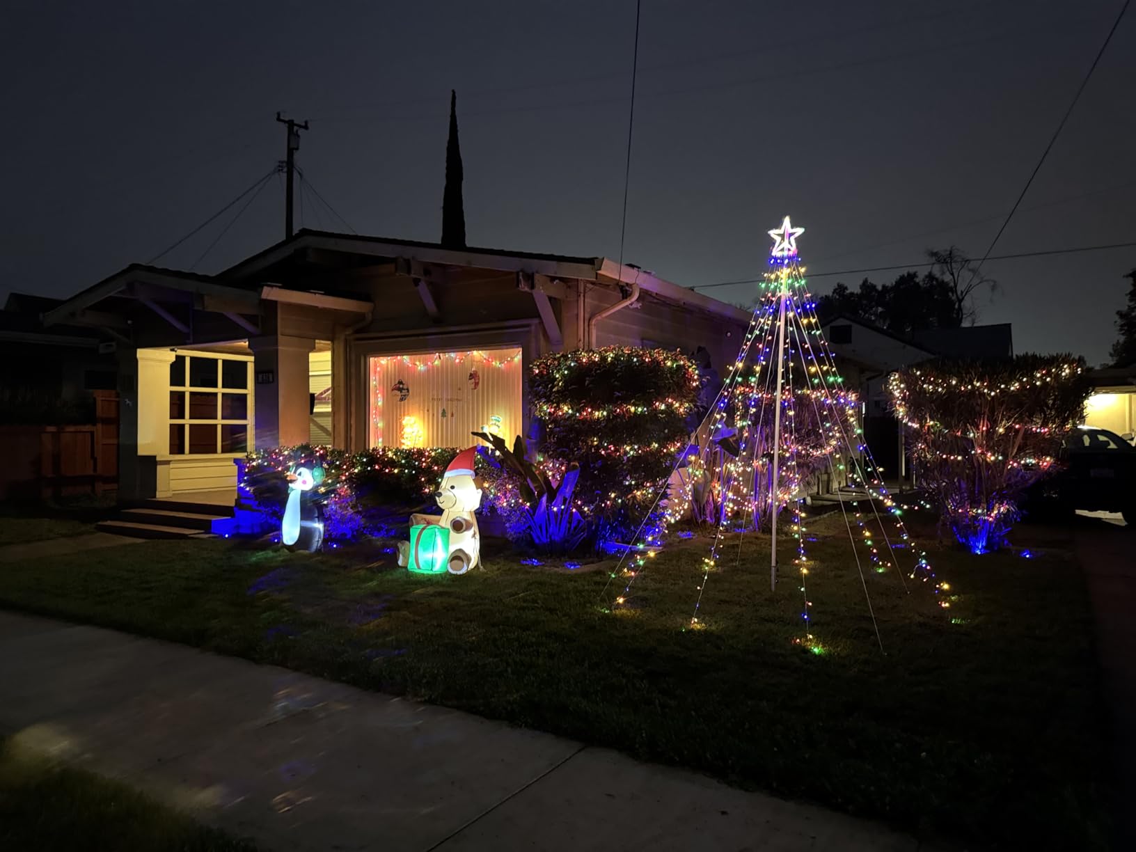 Christmas Decorations Star String Lights, 320 LEDs Outdoor Waterfall Tree Lights with 13