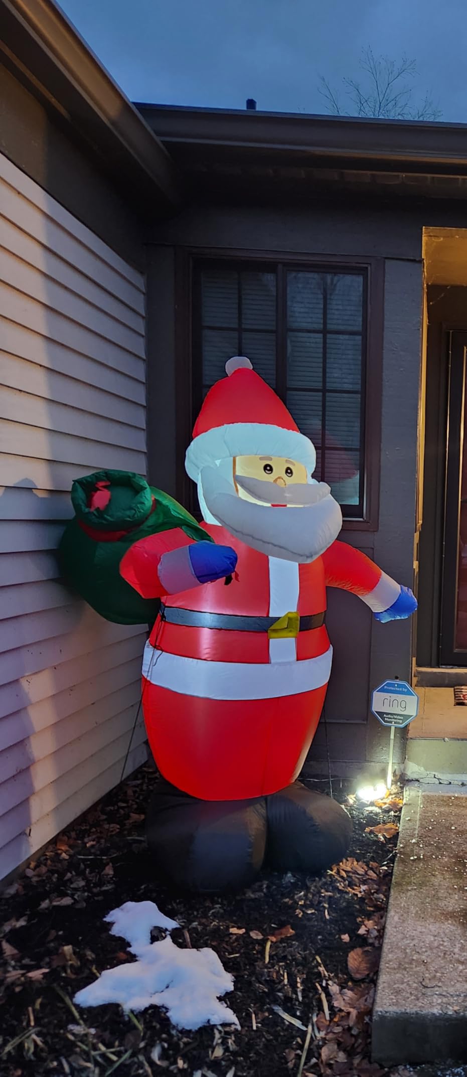 6 FT Christmas Inflatable Santa Claus Outdoor Decorations, Blow up Santa Claus with Gift Bag, Large Xmas Santa Carrying Present Sack, Outside Decor for Yard Garden Lawn Home Party, Built-in LED Lights customer photo 1
