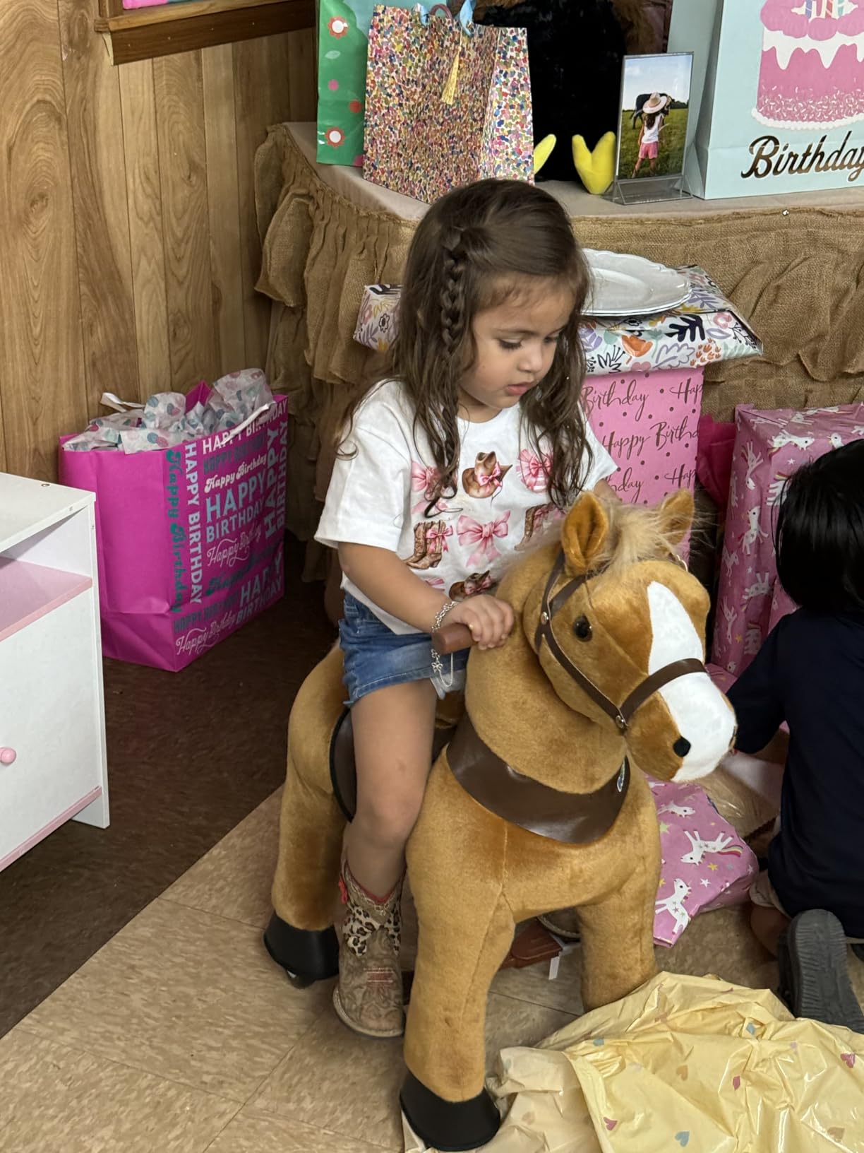 Ride On Horse for Toddlers 3-5, Brown Riding Horse | 30.1 Inch Height, Plush Horse, Giddy Up Ride On, Battery-Free, Smooth-Rolling Wheels customer photo 2