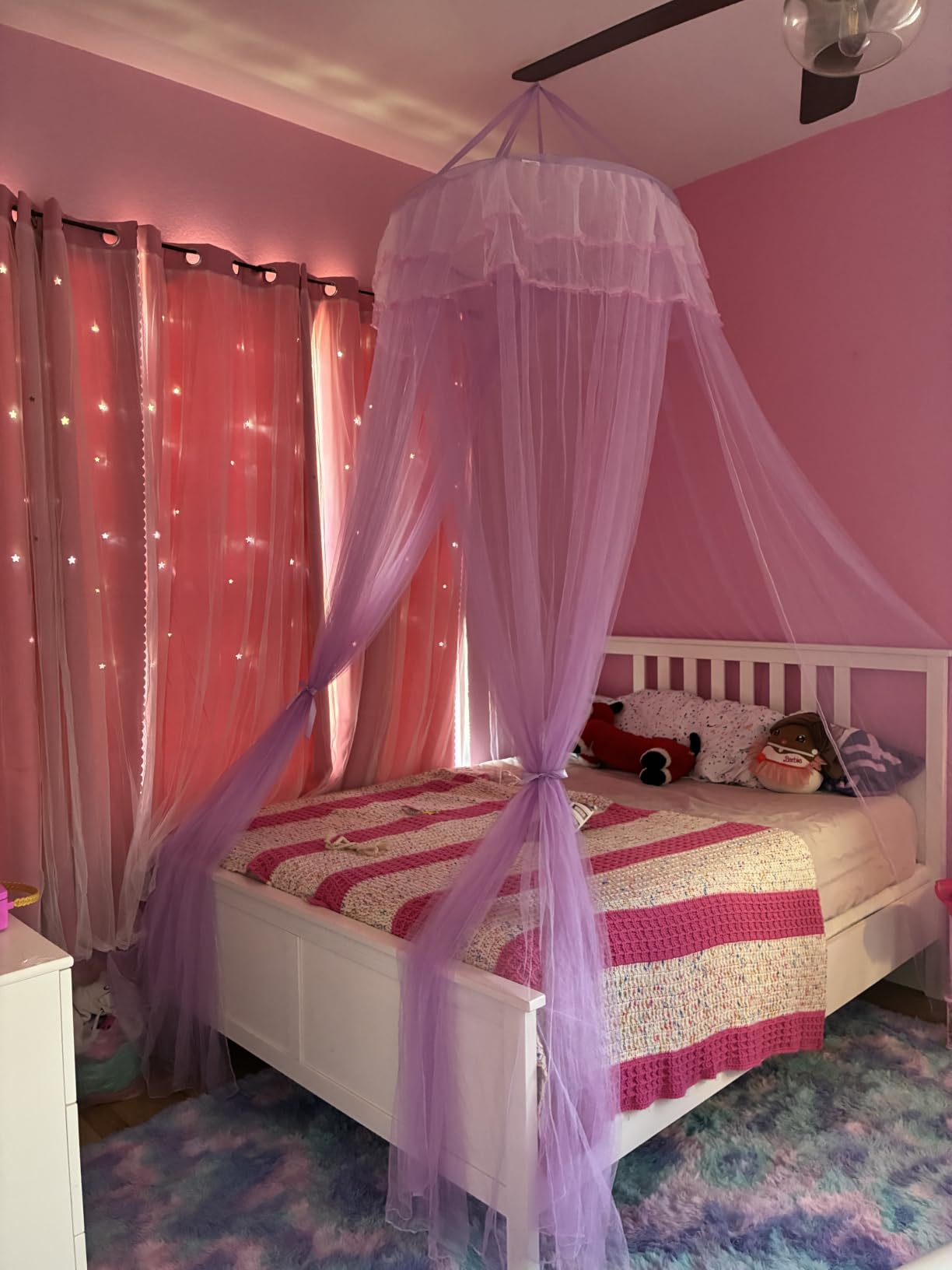 indistar Star Cutout Kids Window Blackout Curtains for Girl Bedroom Window Room Darkening Curtains & Drapes Baby Nursery Curtains (2 Panel, 52Wx63L inch, Pink) customer photo 1