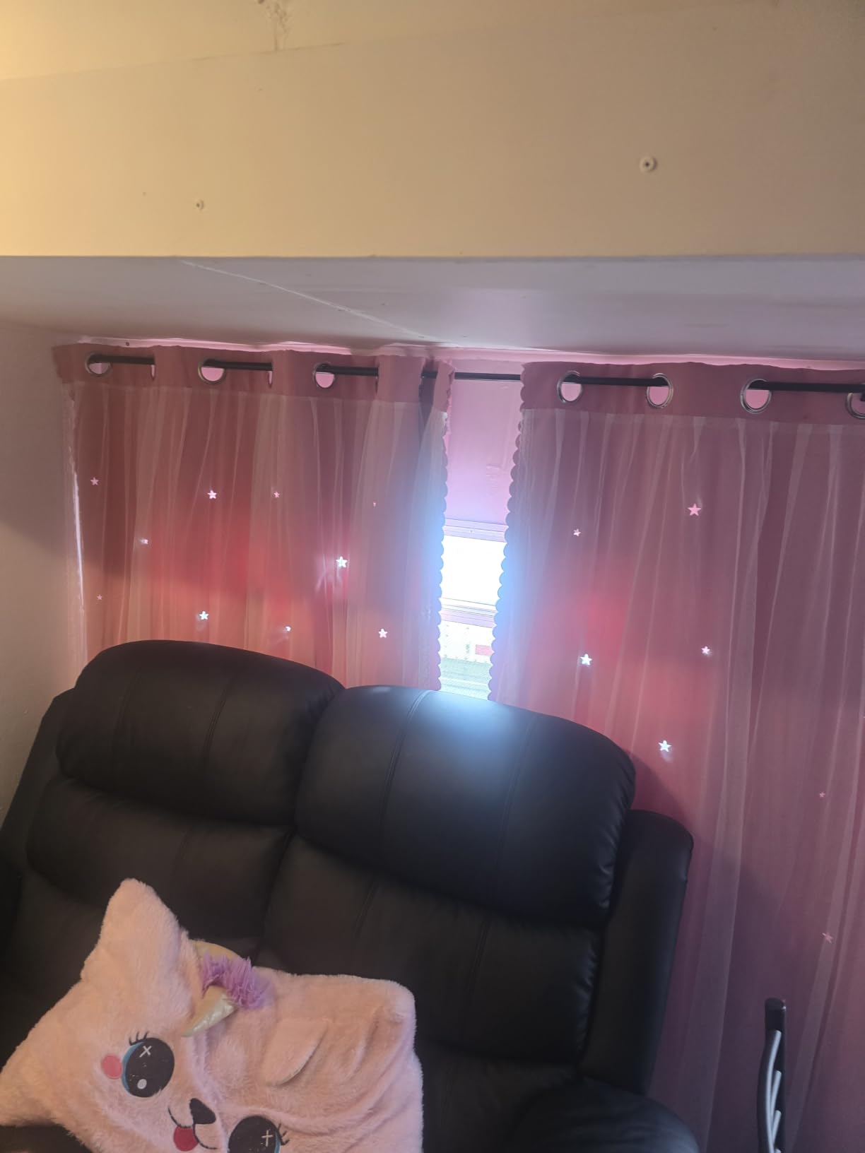 indistar Star Cutout Kids Window Blackout Curtains for Girl Bedroom Window Room Darkening Curtains & Drapes Baby Nursery Curtains (2 Panel, 52Wx63L inch, Pink) customer photo 2