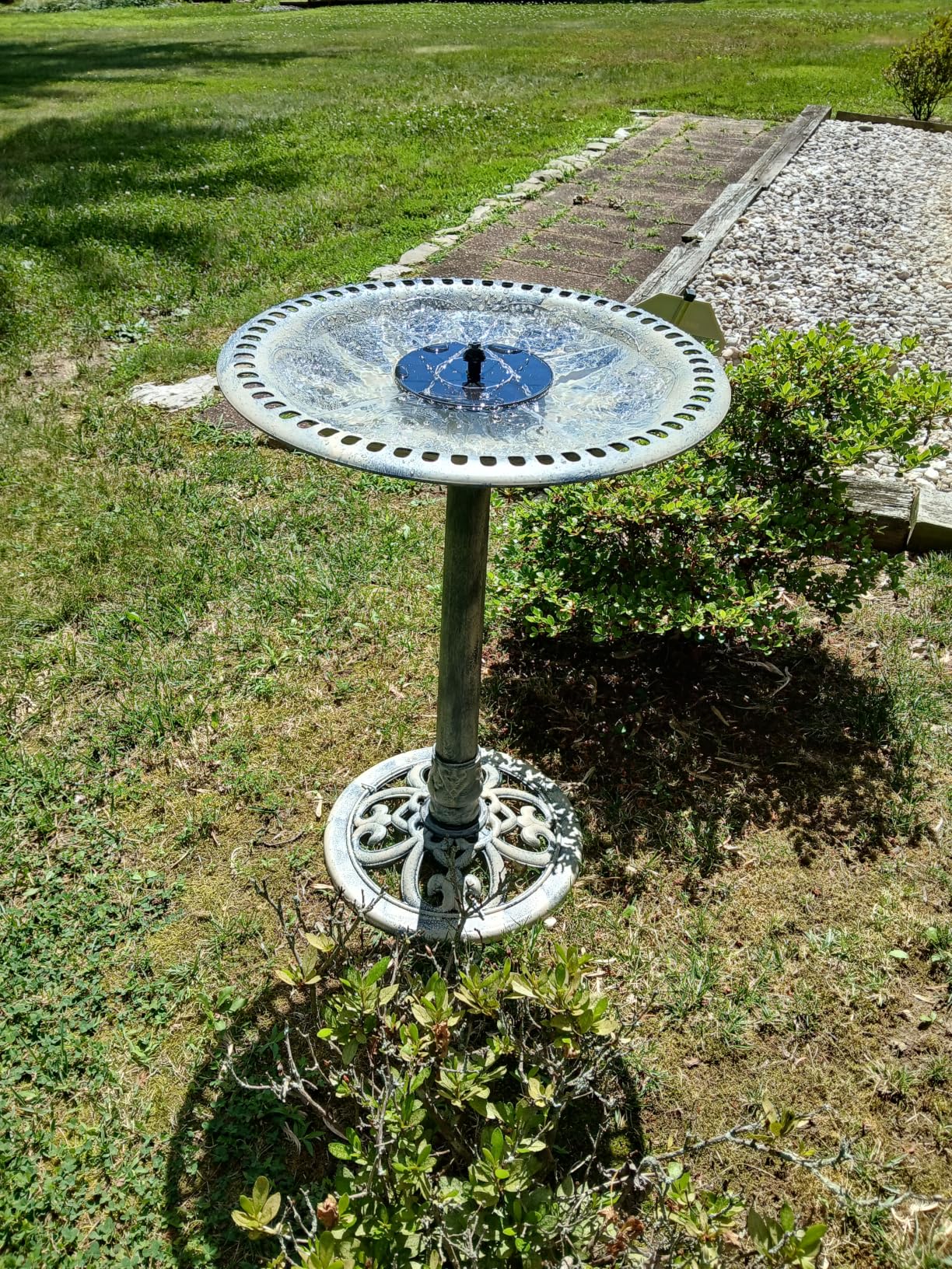 VIVOHOME Bird Bath with Solar Fountain for Outside, Pedestal, Blue | Solar-Powered Pump, Weather-Resistant Polyresin, 20-Inch Bowl, for Outdoor/Garden, Bird-Friendly, Easy to Clean customer photo 2