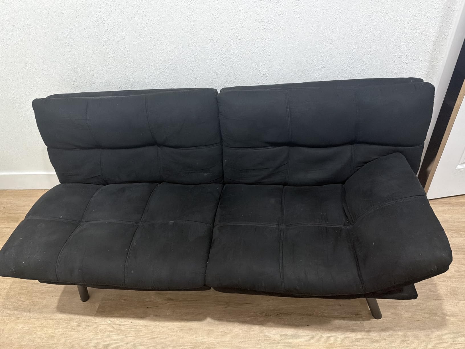 65'' Convertible Futon Sofa Bed with USB, Small Couch for Living Room | Sleeper Sofa, Adjustable Folding Couch with Tufted Design and 2 USB Ports, Bedroom Apartment Office, Dark Grey customer photo 2