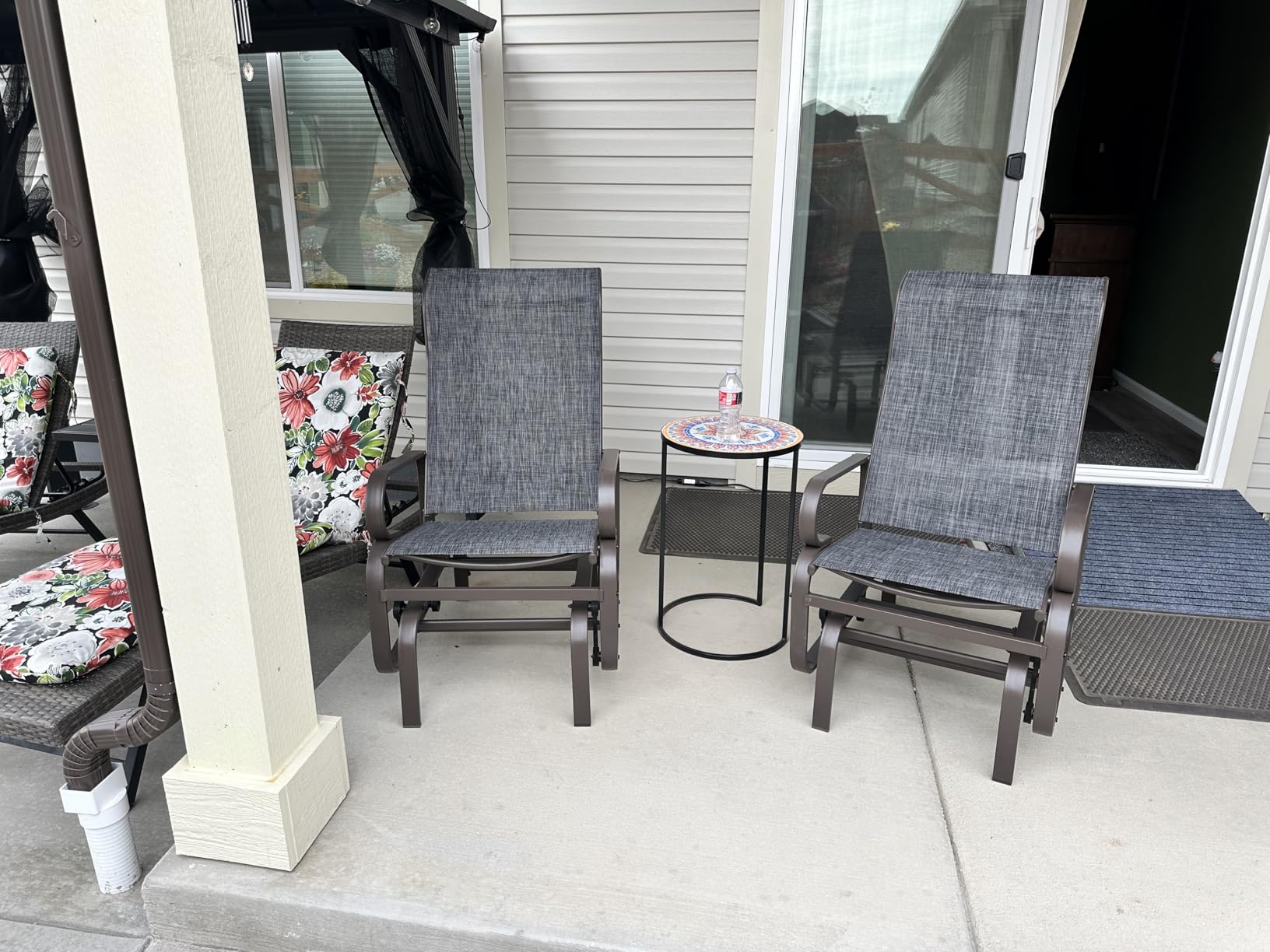 Yaheetech Outdoor Rocking Chair Patio Glider with Sling Seat Set of 2,Gray customer photo 1