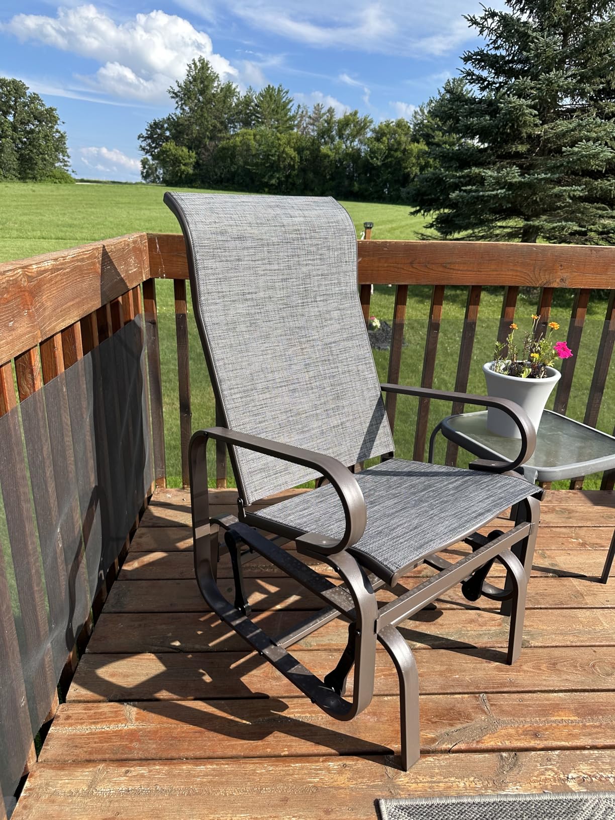 Yaheetech Outdoor Rocking Chair Patio Glider with Sling Seat Set of 2,Gray customer photo 2