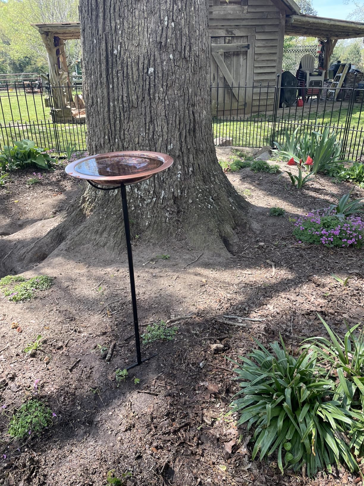 Good Directions Fired Copper Bird Bath on Garden Pole 13