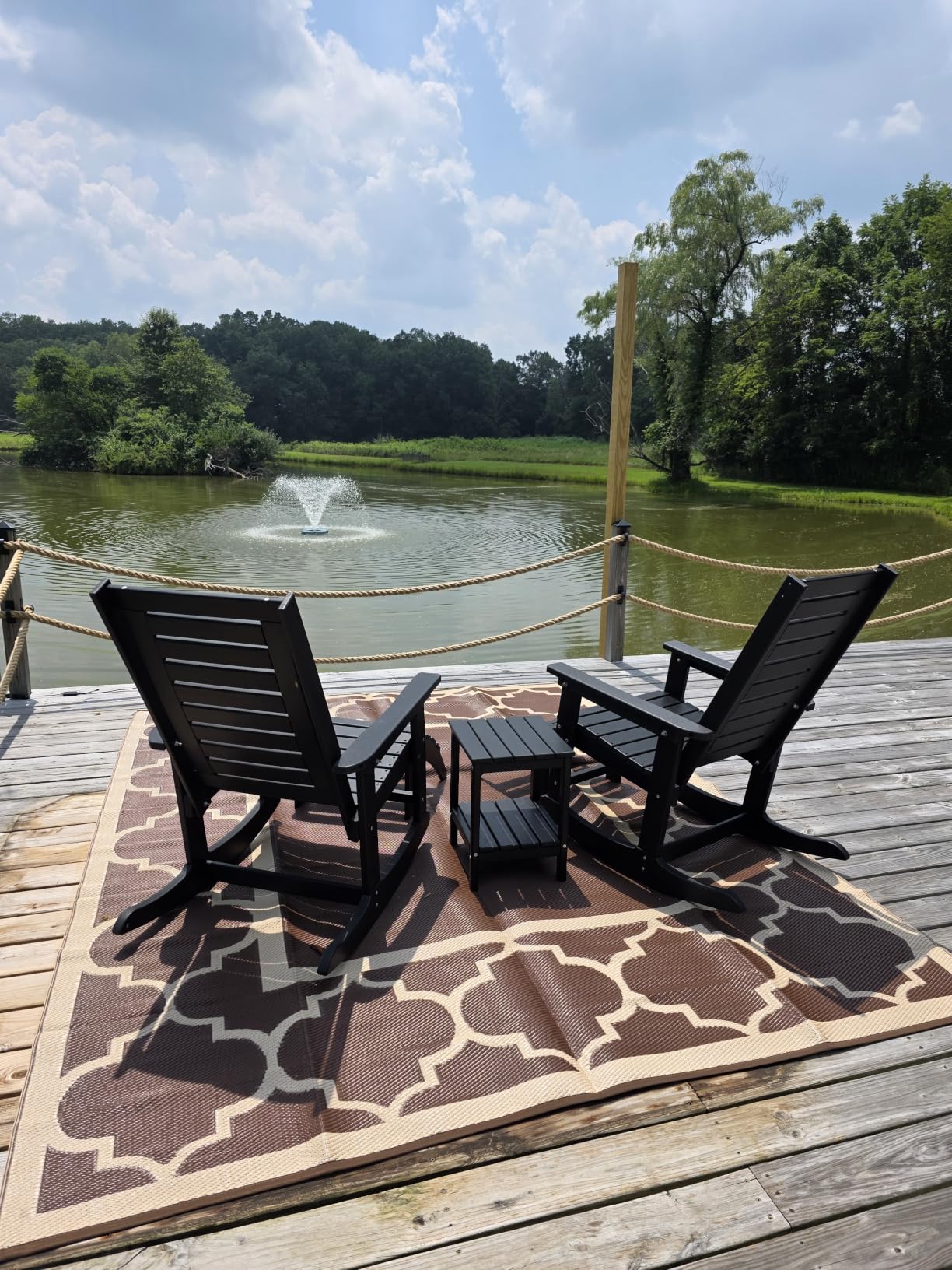 GREENVINES Oversized Outdoor Rocking Chairs Set of 2, HDPE Rocker, Grey customer photo 1