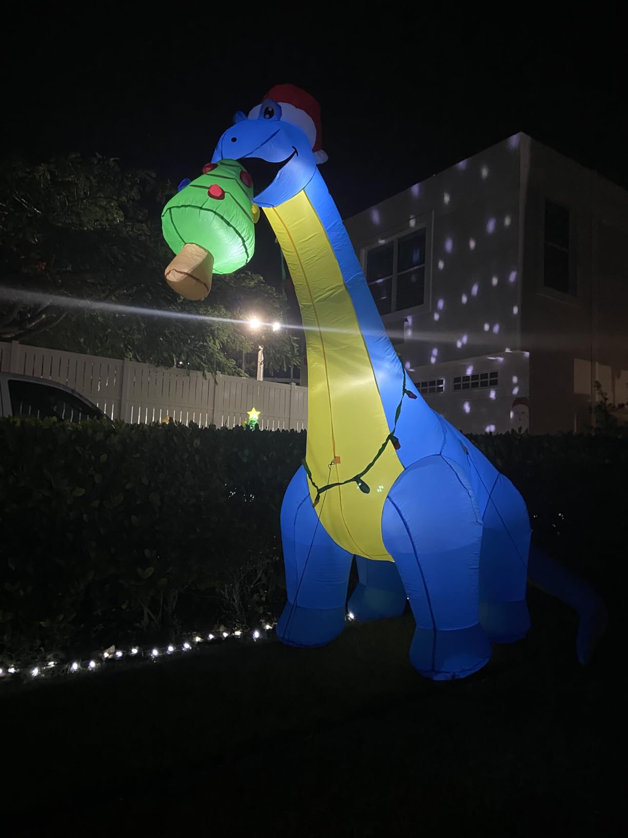 10FT Christmas Inflatables Dinosaur with Christmas Tree Yard Decor | Built-in LEDs and dinosaur with Christmas tree design for Christmas lawn, garden, porch and party displays customer photo 1