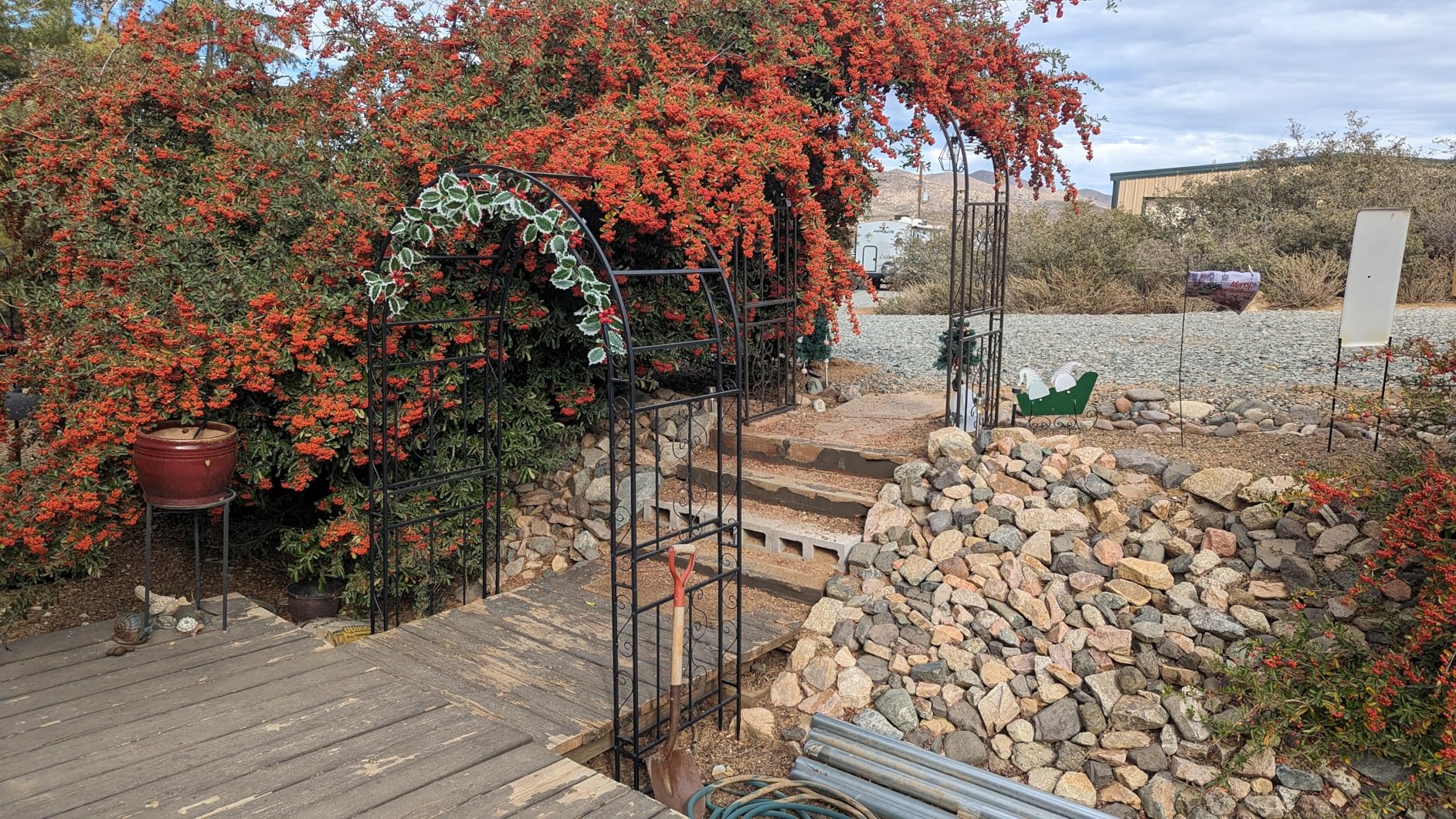 7FT Black Metal Garden Arch Arbor Trellis | Sturdy steel frame archway for climbing roses vines, decor for patio, lawn, courtyard & wedding ceremony customer photo 1