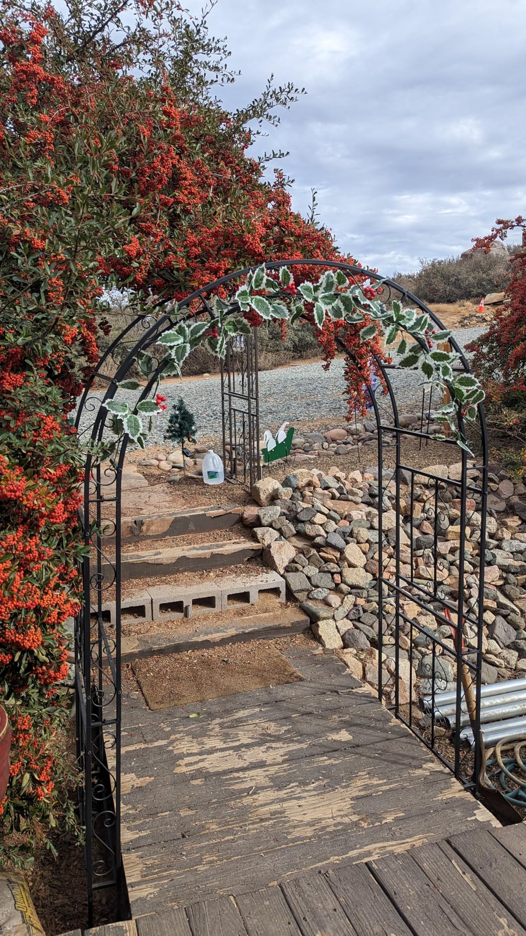 7FT Black Metal Garden Arch Arbor Trellis | Sturdy steel frame archway for climbing roses vines, decor for patio, lawn, courtyard & wedding ceremony customer photo 2