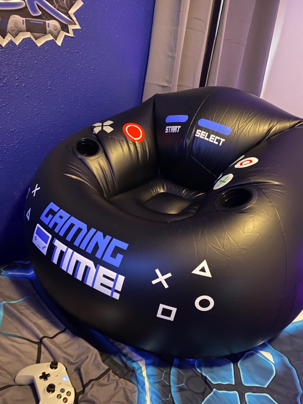 Inflatable Gaming Chair for Kids & Teens with Cup Holders and Side Pocket - Air Gaming Bean Bag Chairs, Perfect Furniture for Gamer Room Decor customer photo 2
