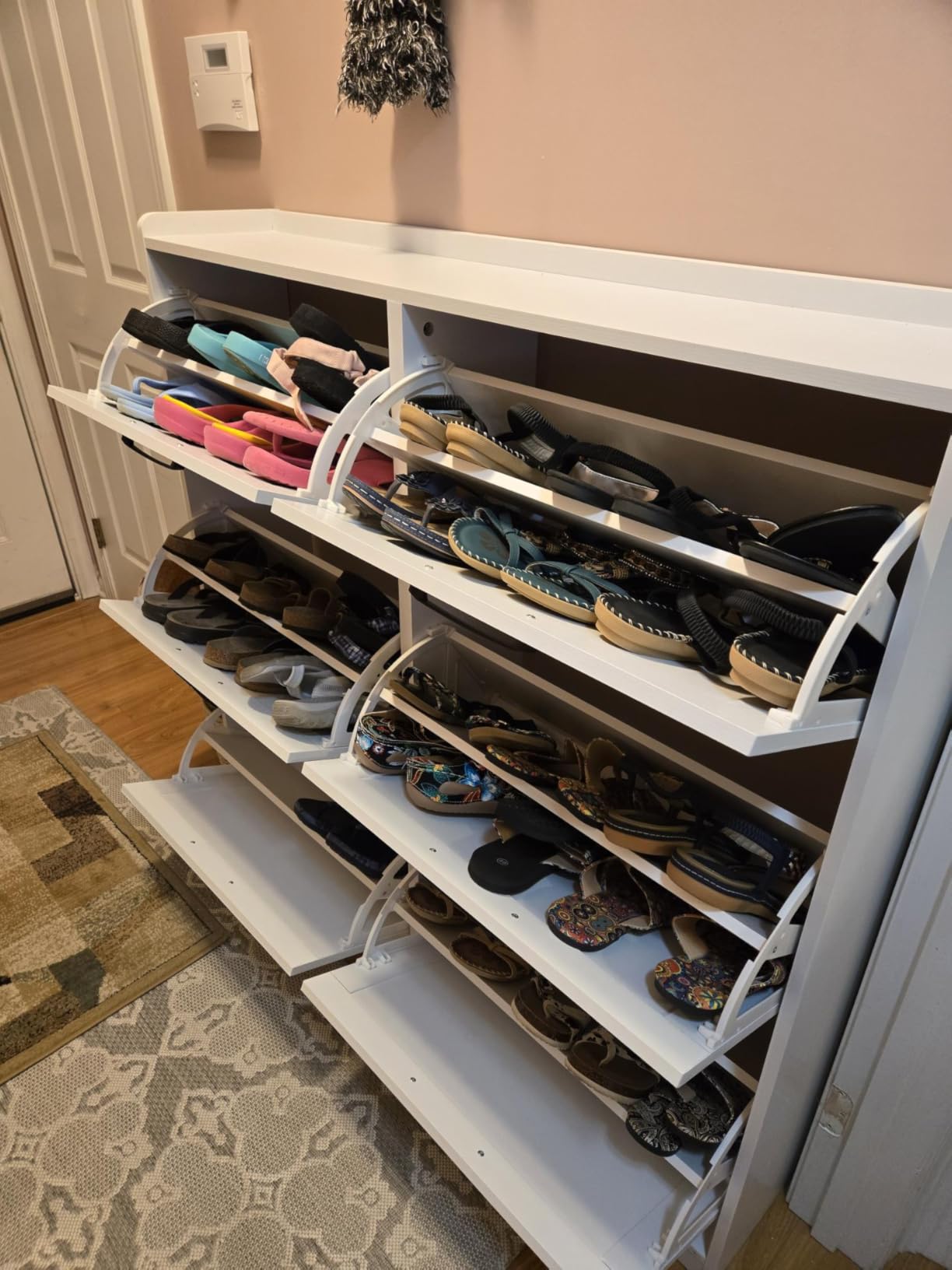 Maupvit Shoe Storage Cabinet with 2 Flip Drawers, Freestanding Shoe Organizer with Metal Legs for Entryway, Narrow Shoe Rack Cabinet, Rustic Brown customer photo 2