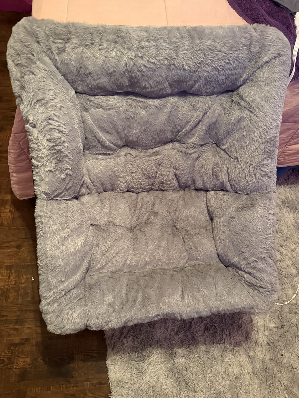 OAKHAM Saucer Chair for Adults, Foldable Comfy Chair for Bedroom, Grey | Soft Faux Fur Folding Lounge for Living Room Dorm Rooms, Flexible Reading for Teens Kids, X-Large customer photo 1