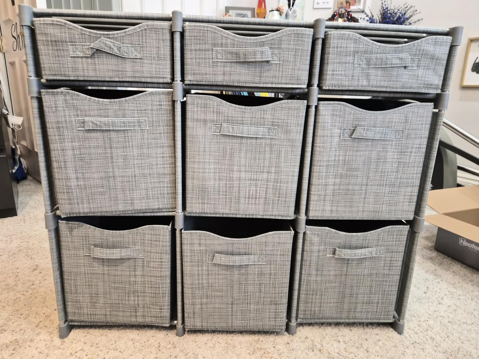 Cube Storage Organizer with Storage Bins Included - The Perfect Closet Organizers and Storage Solution. Includes 9 Storage Cubes, Great For Toy Storage, Closet Storage, Clothes Storage (Beige) customer photo 1