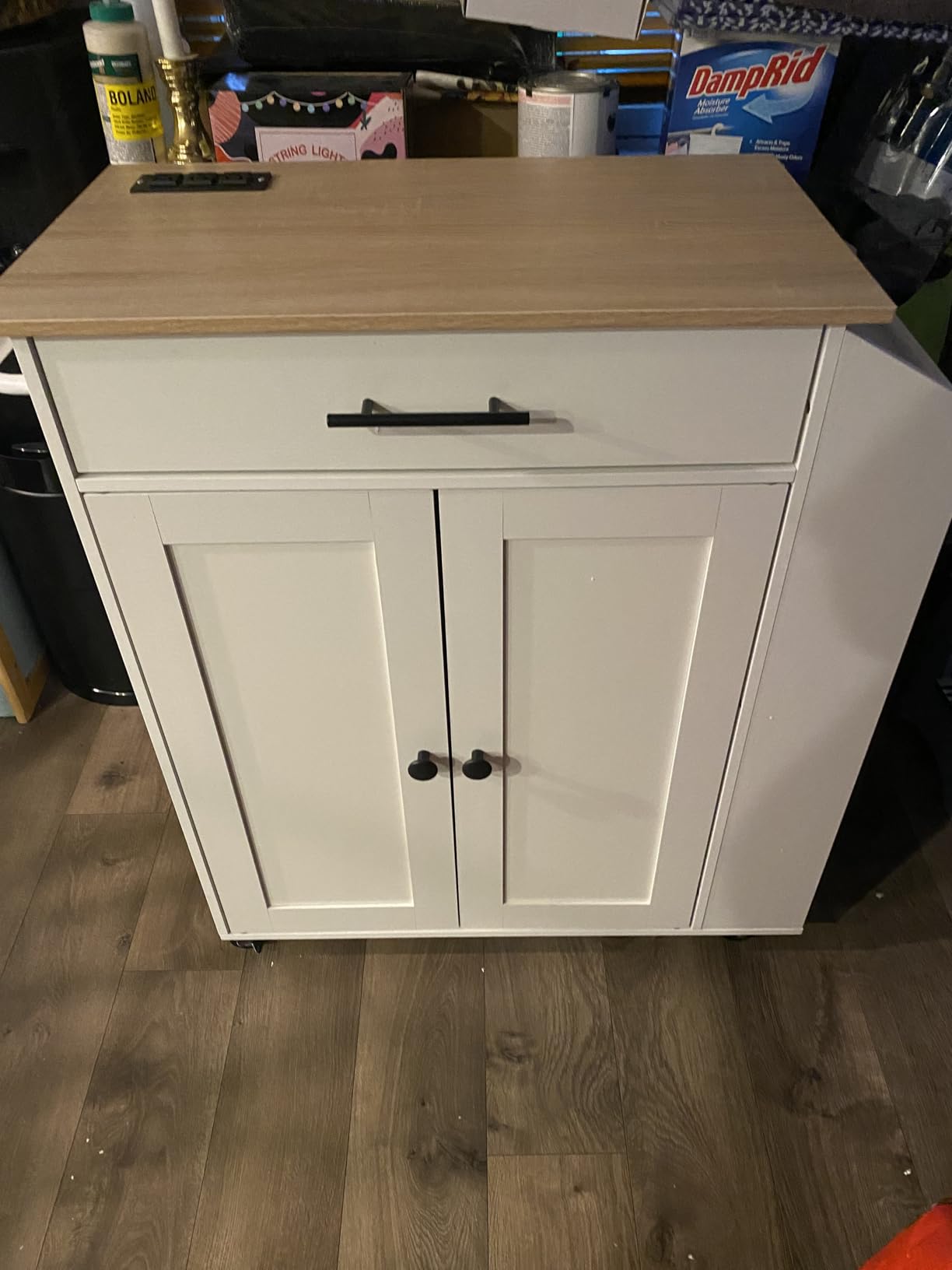 HOOBRO Kitchen Island with Power Outlet, Kitchen Storage Island with Spice Rack and Drawer, Rolling Kitchen Cart on Wheels, for Home, Kitchen and Dining Room, White WT82UZD01G1 customer photo 2