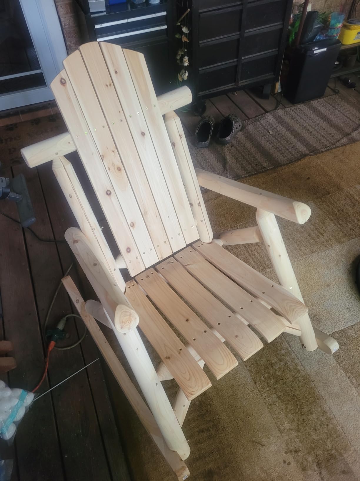 Adirondack Rocking Chair Set of 2, Carbonized Wood Wagon Rocker | Fir Lounge Chairs with Wheel Armrests for Garden, Patio, Country Yard and Porch customer photo 1