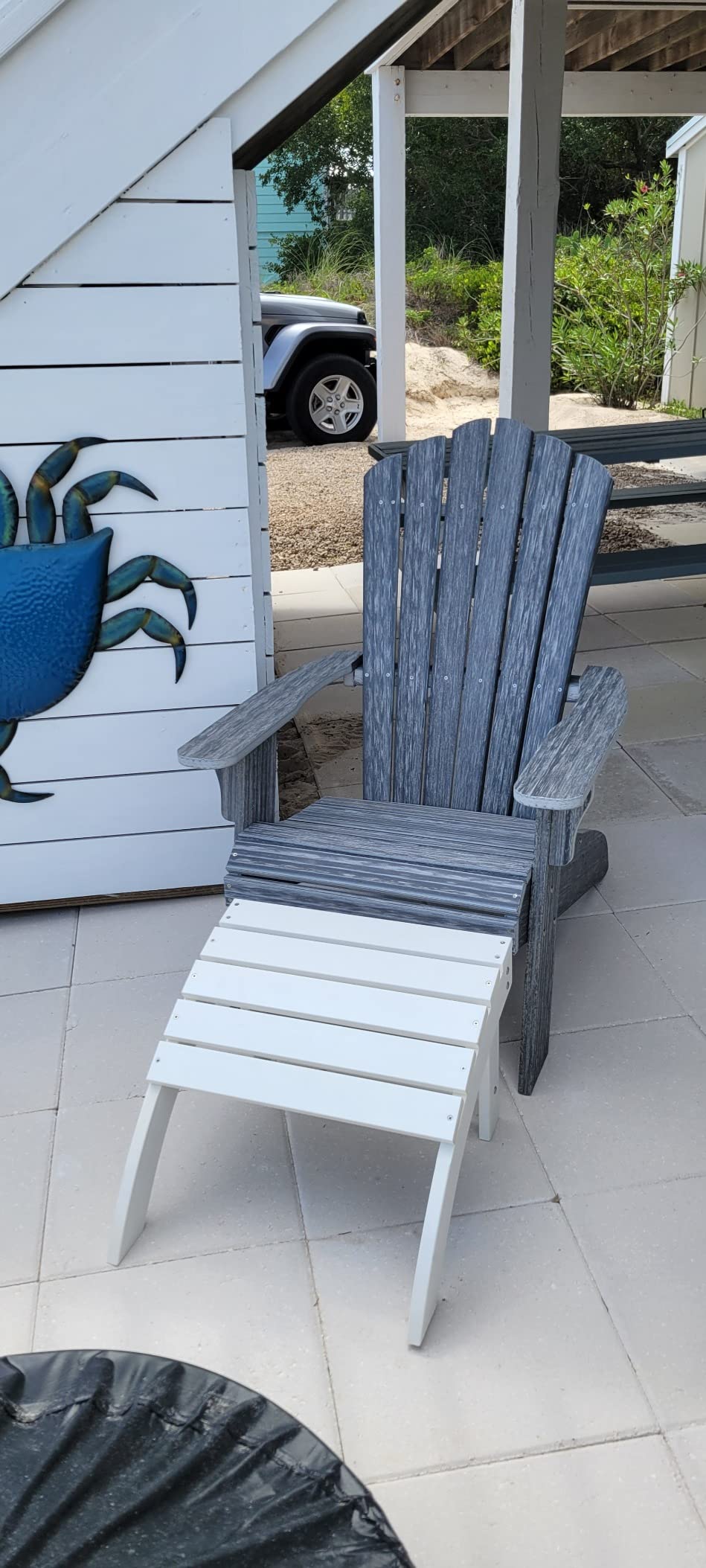 Oversized Adirondack Chair, Grey | Poly Lumber Weather-Resistant Patio Chair with Wide Armrests & High Backrest, Fire Pit Chair for Garden, Backyard, Porch customer photo 1