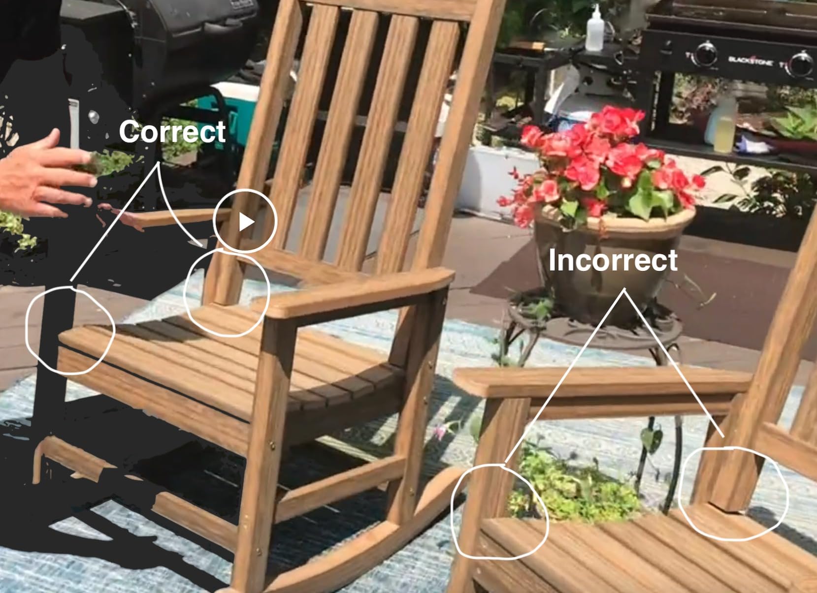 Oversized Outdoor Rocking Chair, Porch Rocker with High Back, Brown | HDPE Patio Rocking Chairs, Weather Resistant & 350lbs Heavy Duty Porch Rocker with High Back for Backyard, Garden and Balcony customer photo 2