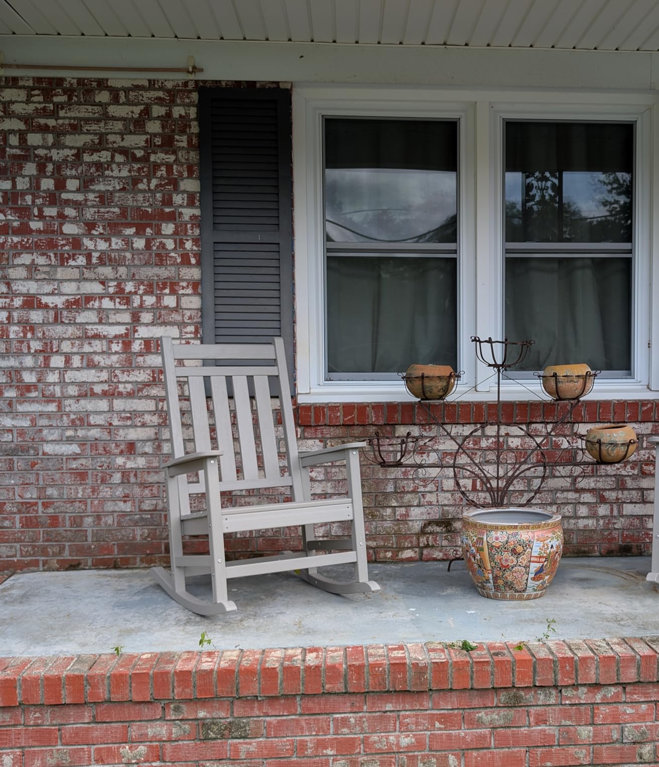 SERWALL Outdoor Rocking Chair Set of 2, HDPE Rocking Chairs for Adult, Grey customer photo 2