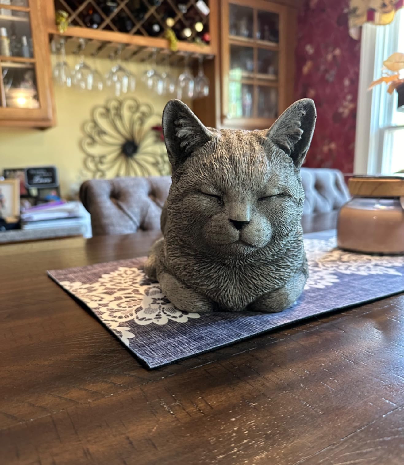 Cat Memorial Statue Sitting cat Figure Concrete Cat Garden Figurine Realistic cat Garden Decor Pet Memorial Stone customer photo 1
