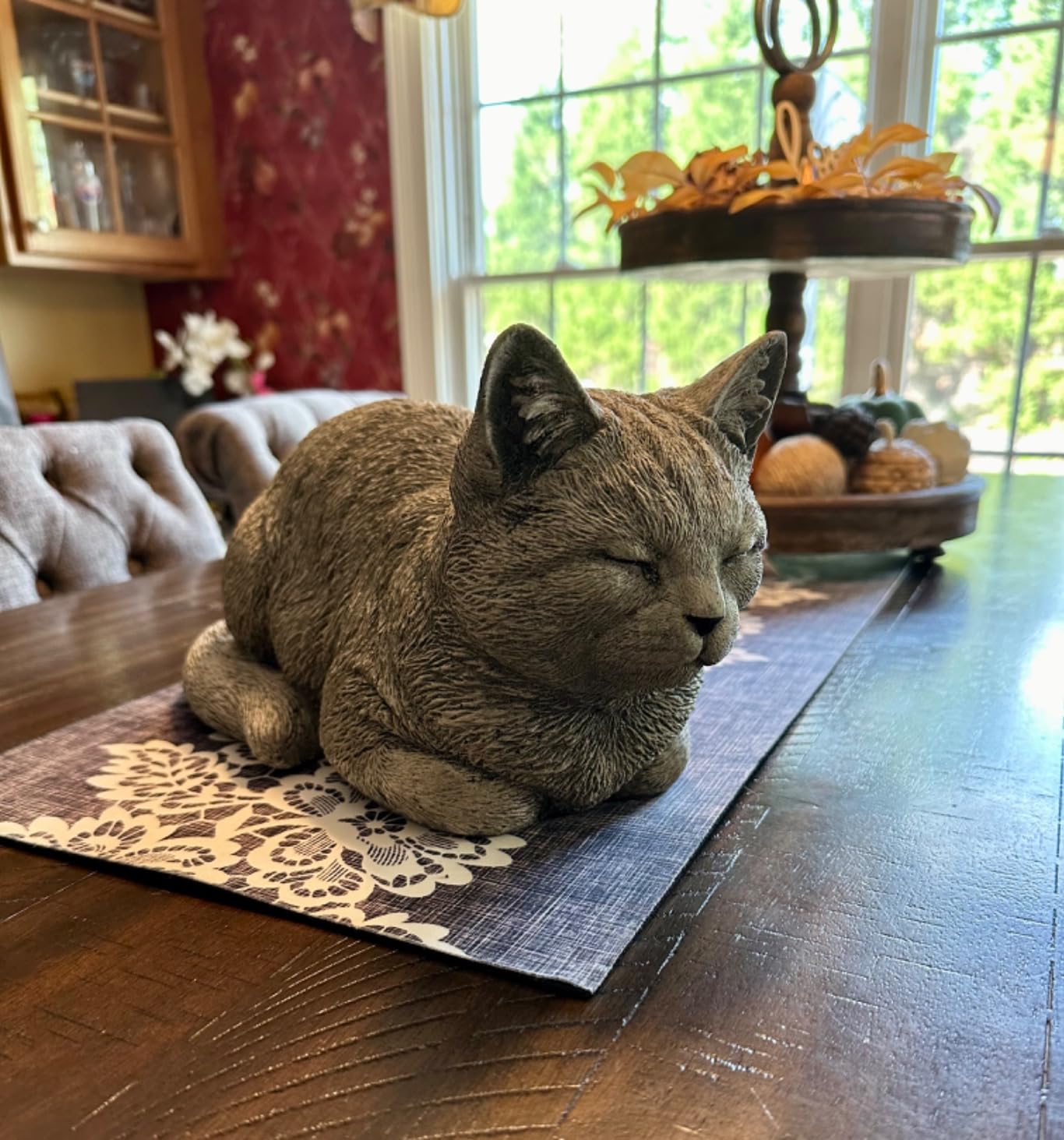 Cat Memorial Statue Sitting cat Figure Concrete Cat Garden Figurine Realistic cat Garden Decor Pet Memorial Stone customer photo 2