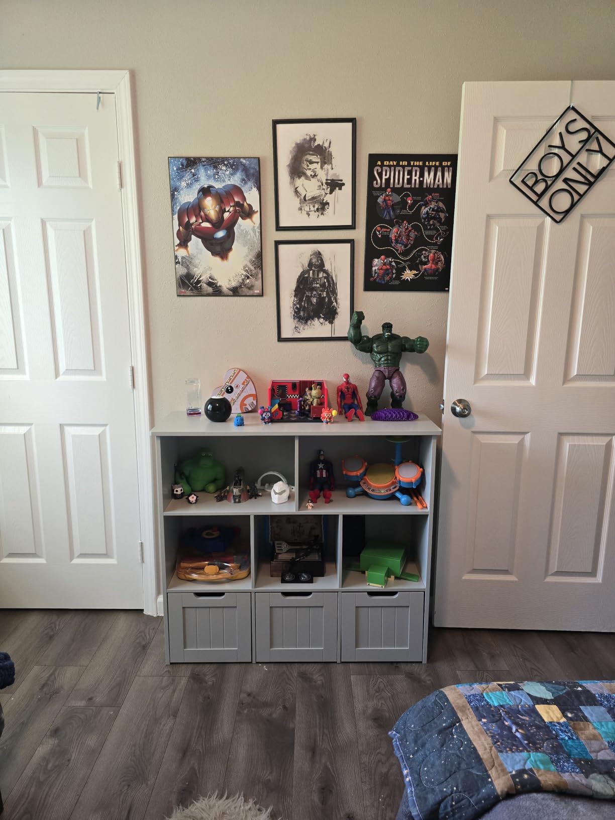 FOTOSOK Toy Storage Organizer with Movable Drawers, Toy Organizer for Kids | Toy Organizer with Hidden Wheels, Toy Storage and Stuffed Animal Storage for Playroom, Cube Storage Organizer, White customer photo 1
