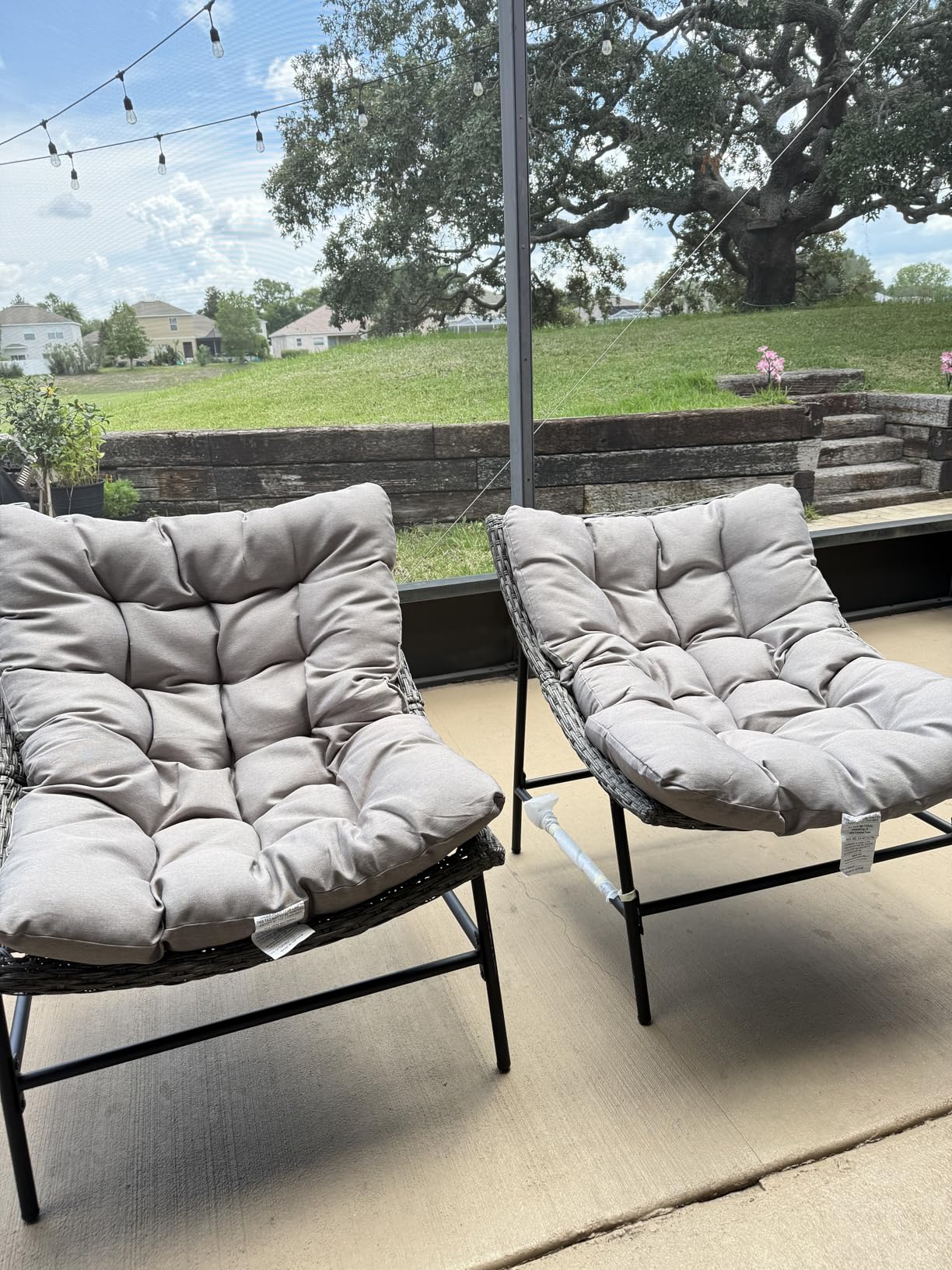 Sophia & William Outdoor Papasan Lounge Chairs Set of 2 with Cushion | 2 Pack Oversized Patio Lounge Chair, Durable Steel Frame for Garden Deck Balcony customer photo 1