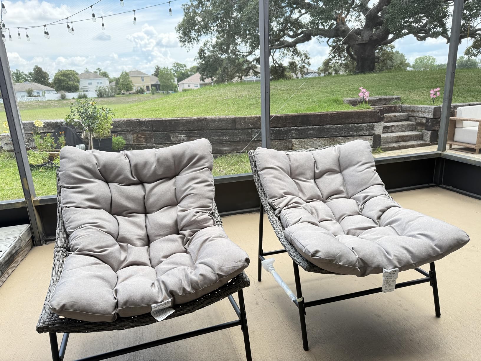 Sophia & William Outdoor Papasan Lounge Chairs Set of 2 with Cushion | 2 Pack Oversized Patio Lounge Chair, Durable Steel Frame for Garden Deck Balcony customer photo 2