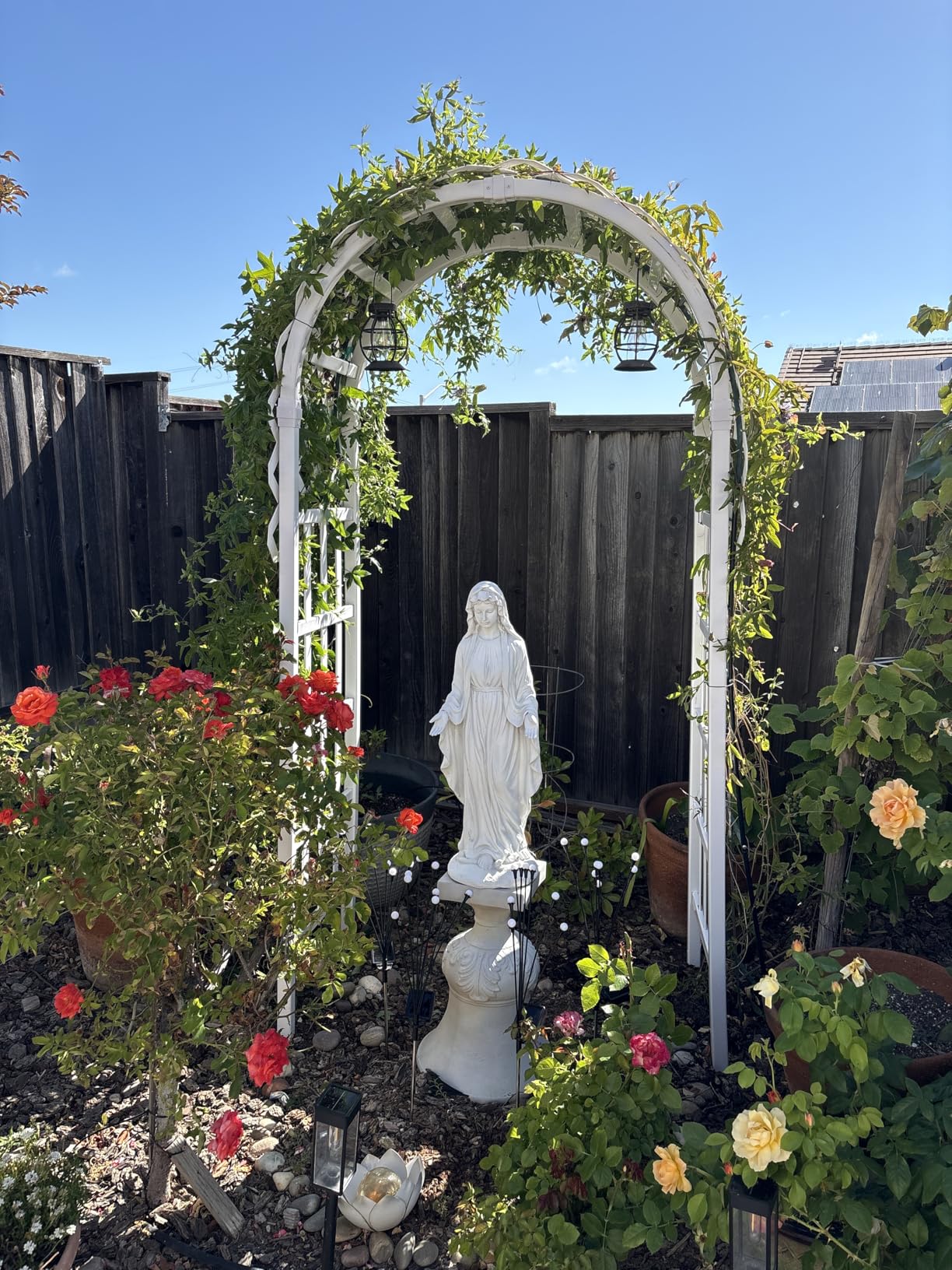 VINGLI Vinyl Garden Arbor, PVC Wedding Arch for Ceremony Party, Garden Trellis for Climbing Plants Outdoor, Arch Backdrop Stand for Garden, Backyard, Lawn customer photo 1