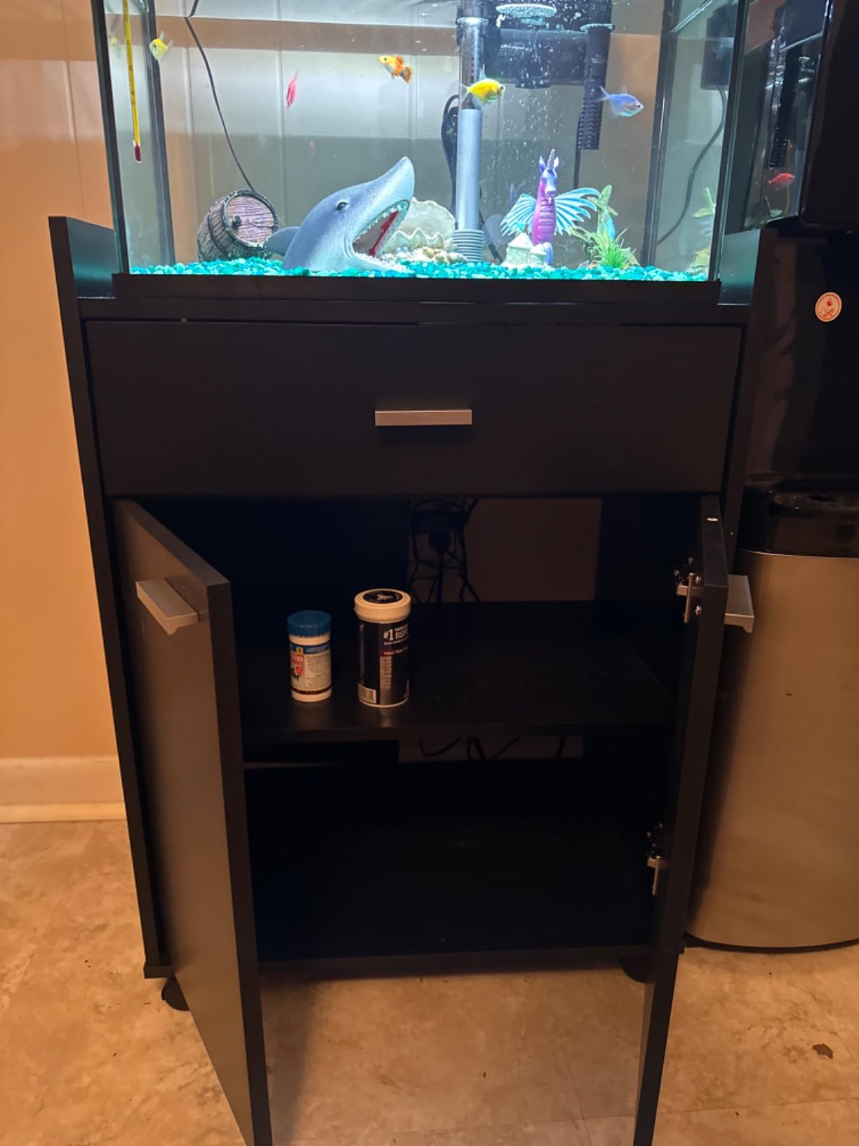Kings Brand Microwave Kitchen Cart with Cabinet & Wheels, Black | Rolling Microwave Cart with Drawer, Cabinet, Open Shelf & Locking Wheels for Organized Kitchen Storage customer photo 2