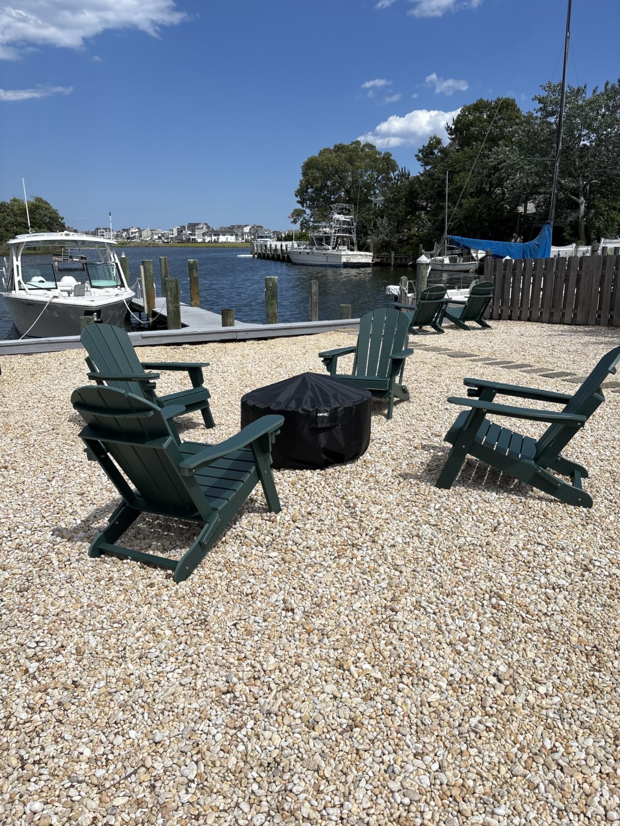 GREENVINES Folding-Adirondack-Chairs-Set-of-2 | HDPE Plastic | Fire Pit Chair | All Weather | Cup Holder | Blue | for Deck Backyard Patio Outdoor Garden customer photo 2
