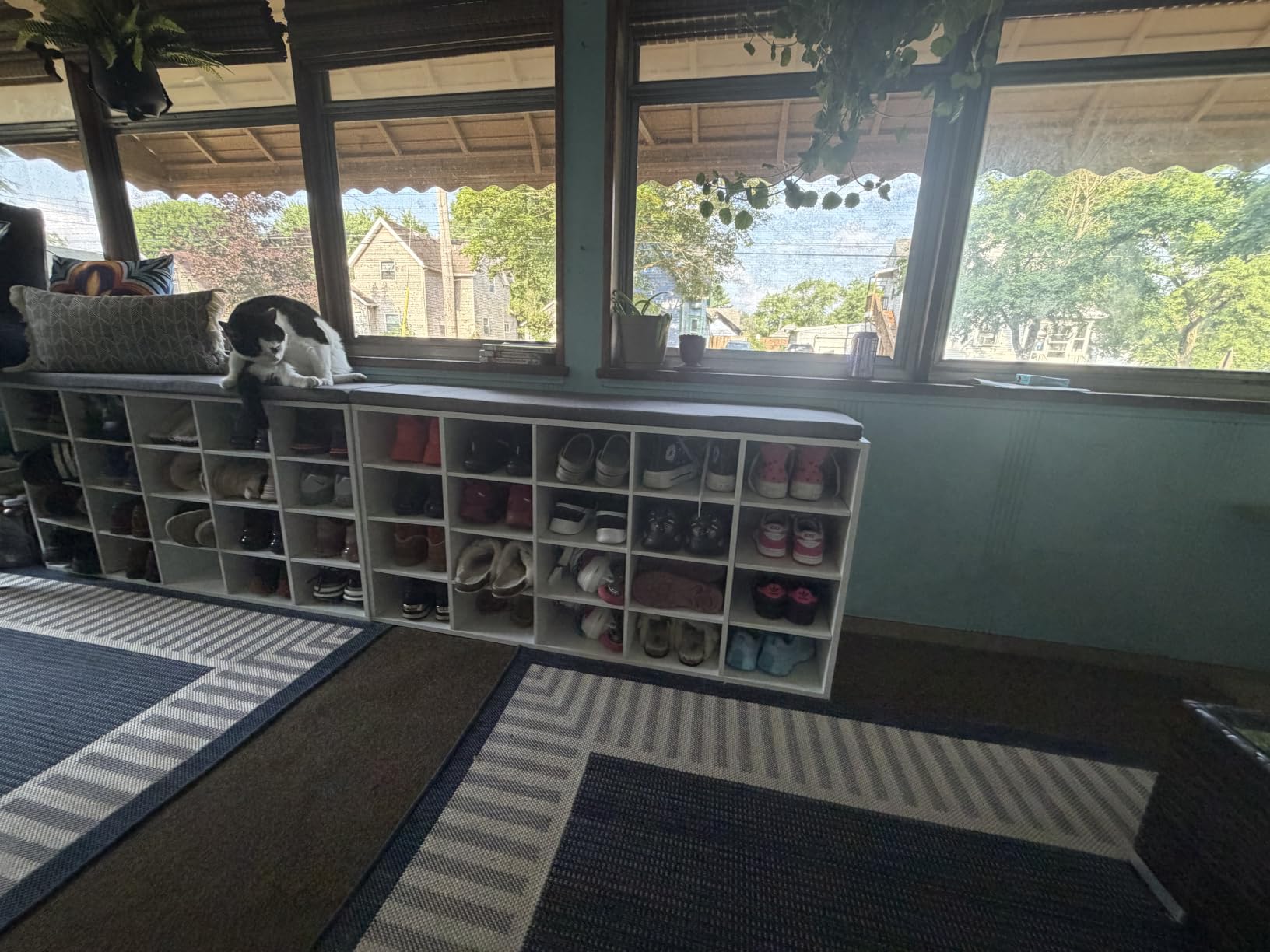 VASAGLE CUSTOS Collection - Shoe Bench, Storage Bench with Padded Seat, Entryway Bench with 9 Compartments, for Bedroom, 11.9 x 30.9 x 18.9 Inches, Cloud White and Dove Gray ULHS009W14 customer photo 1