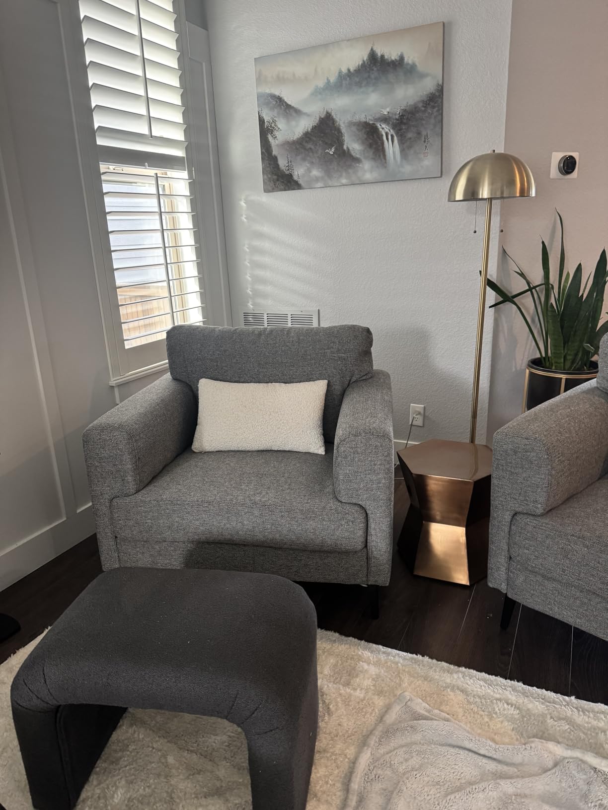 Accent Chair, Linen Fabric Oversized Mid Century Modern Chair Set of 1, Comfy Upholstered Armchair Reading Accent Chairs Sofa Chairs for Bedroom Living Room, Light Brown customer photo 2