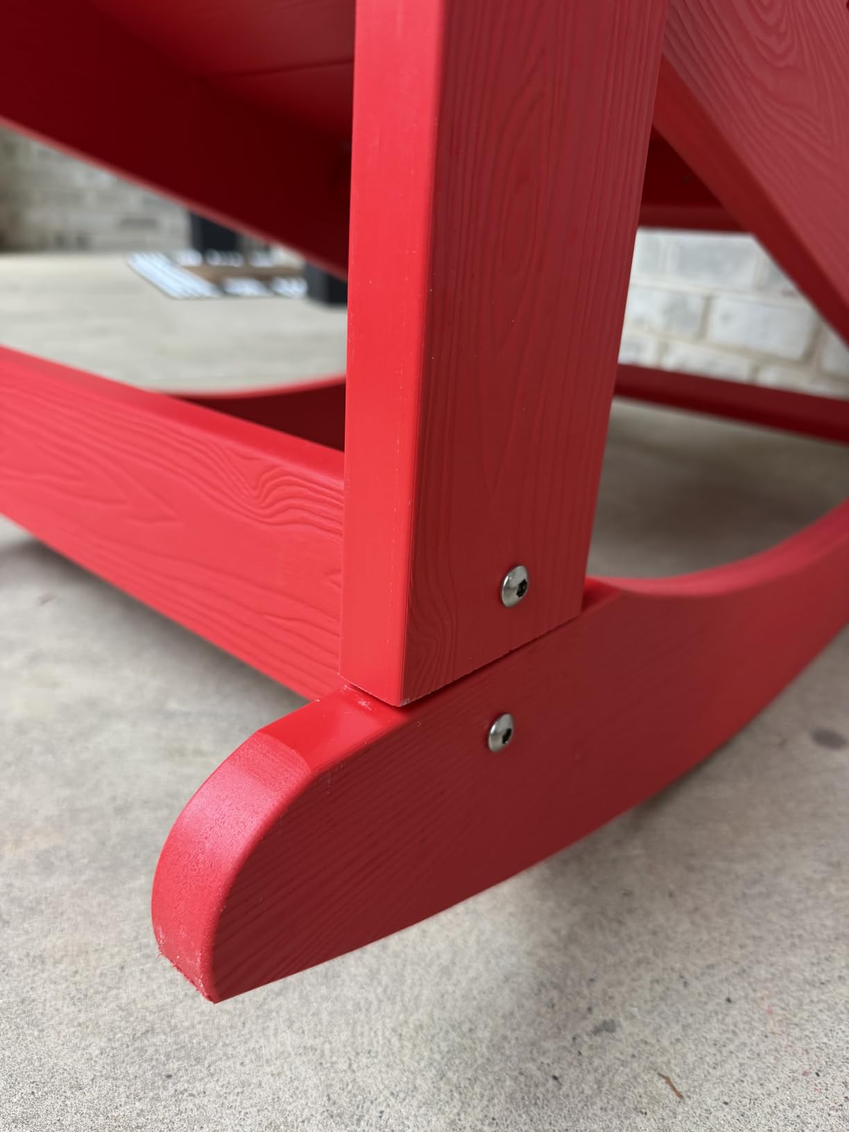 EMMA + OLIVER Harmon Adirondack Rocking Chair - Red Poly Resin - Suitable for Indoor/Outdoor Use - All Weather Materials - Easy Assembly - 350 lb. Weight Capacity customer photo 1