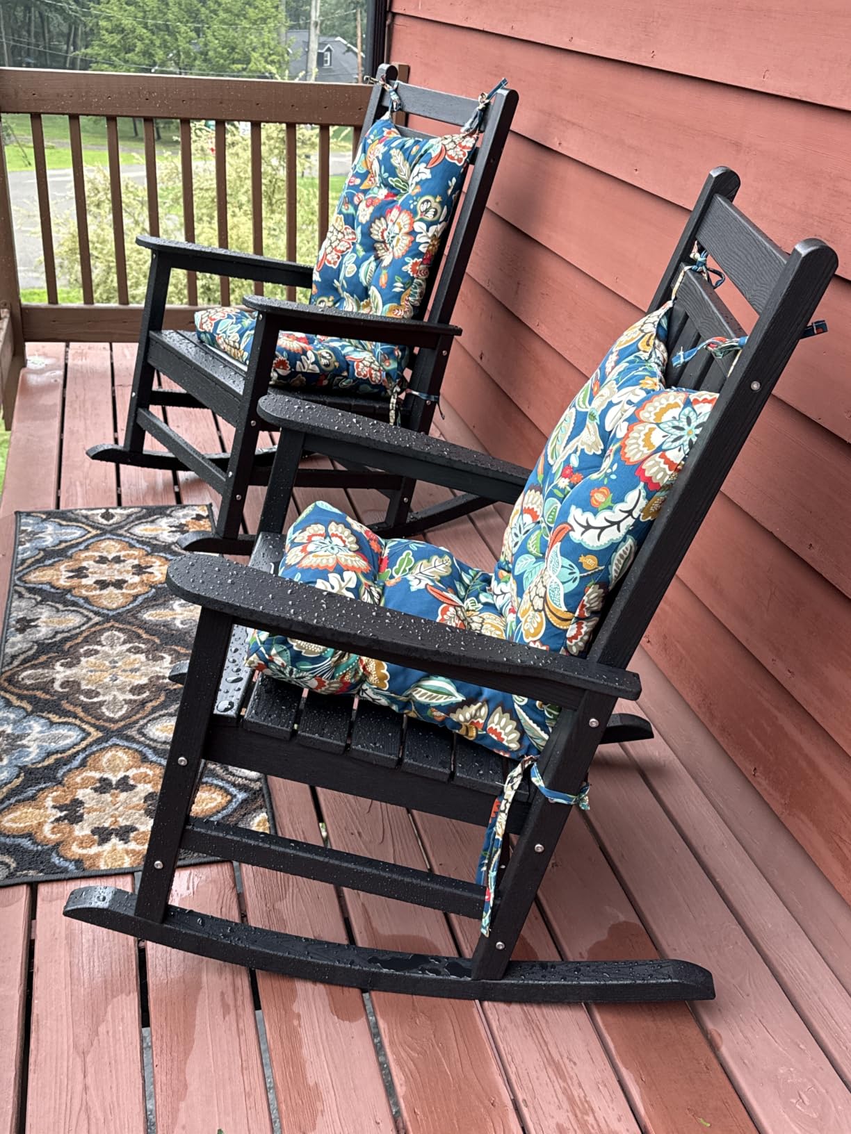 SERWALL Outdoor Rocking Chair Set of 2, HDPE Rocking Chairs for Adult, Black customer photo 1