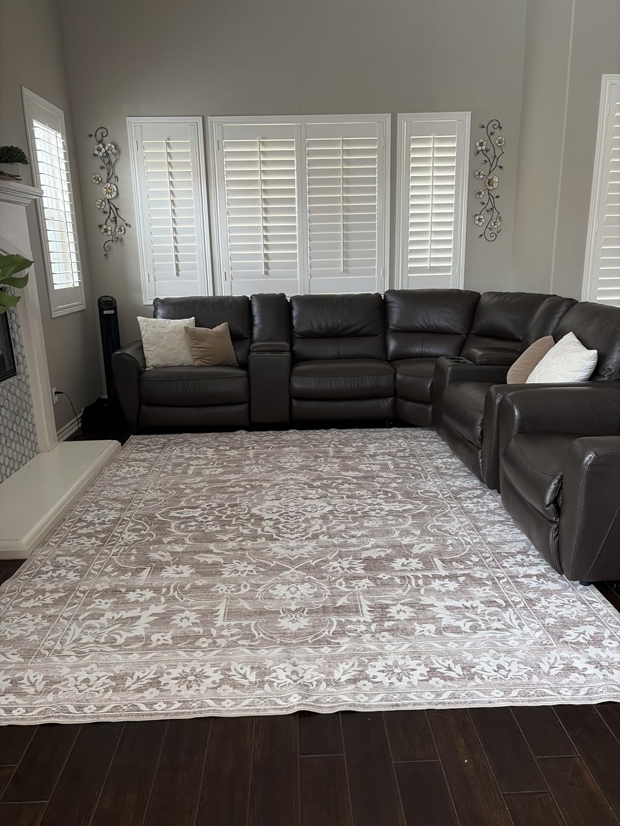Soalmost 8x10 Area Rugs for Living Room, Washable Neutral Soft Rug Beige | Vintage Floral Non-Slip Low Pile Throw Large Carpet for Dining Room Bedroom Kitchen Home Office 8'x10' customer photo 1