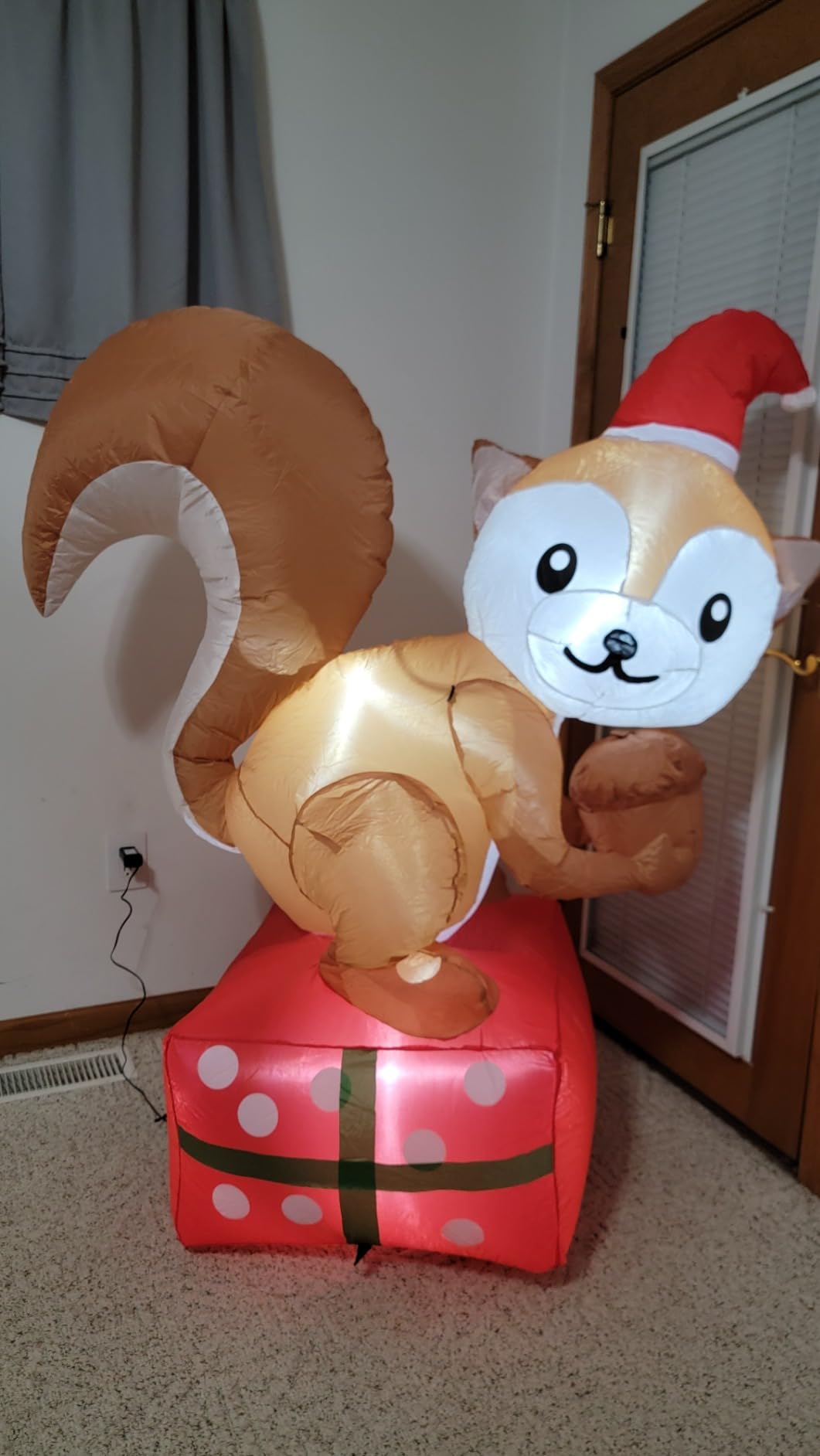 5 FT Christmas Inflatable Squirrel Standing on Gift Box Decorations LED Lighted Xmas Christmas Blow up Yard Decorations for Party Indoor Outdoor Garden Decor customer photo 2