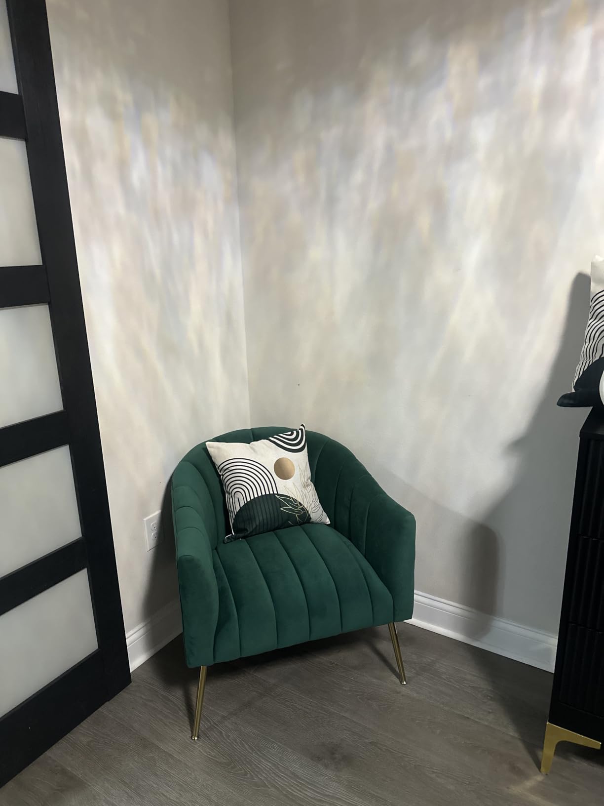Dewhut Oversized Pumpkin Couch Accent Chair, Modern Comfy Velvet Upholstered Barrel Chairs, Luxury Single Sofa Armchair for Living Room, Waiting Room, Office and Vanity, Beige customer photo 2