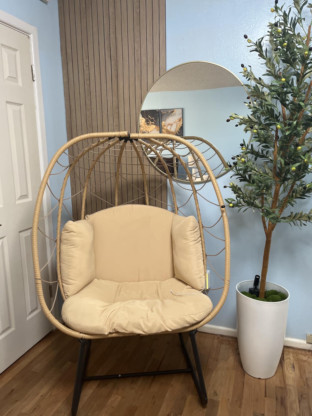 YITAHOME Egg Chair with Stand, Outdoor Egg Chair w/Premium PE Rattan Beige | 330lbs Egg Chair w/Weatherproof Rattan Weave & Strong Iron Frame, Patio Egg Chair w/Plush Cushion for Comfort, Easy Assembly customer photo 1