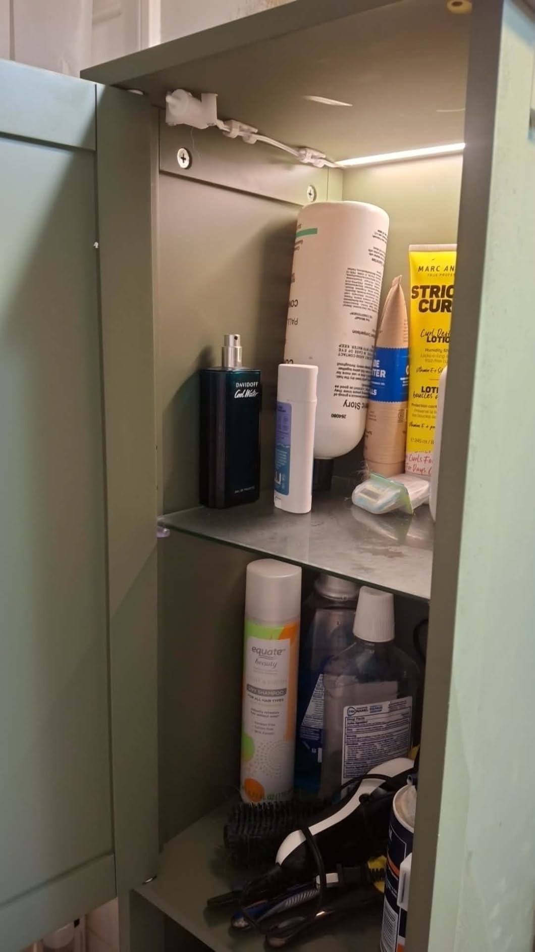 VASAGLE Tall Storage Cabinet with Lights, Slim Freestanding Cabinet with Adjustable Shelves, for Small Spaces, Bathroom, Living Room, Modern, 11.8 Inches Wide, Cloud White UBBC566W02V1 customer photo 1